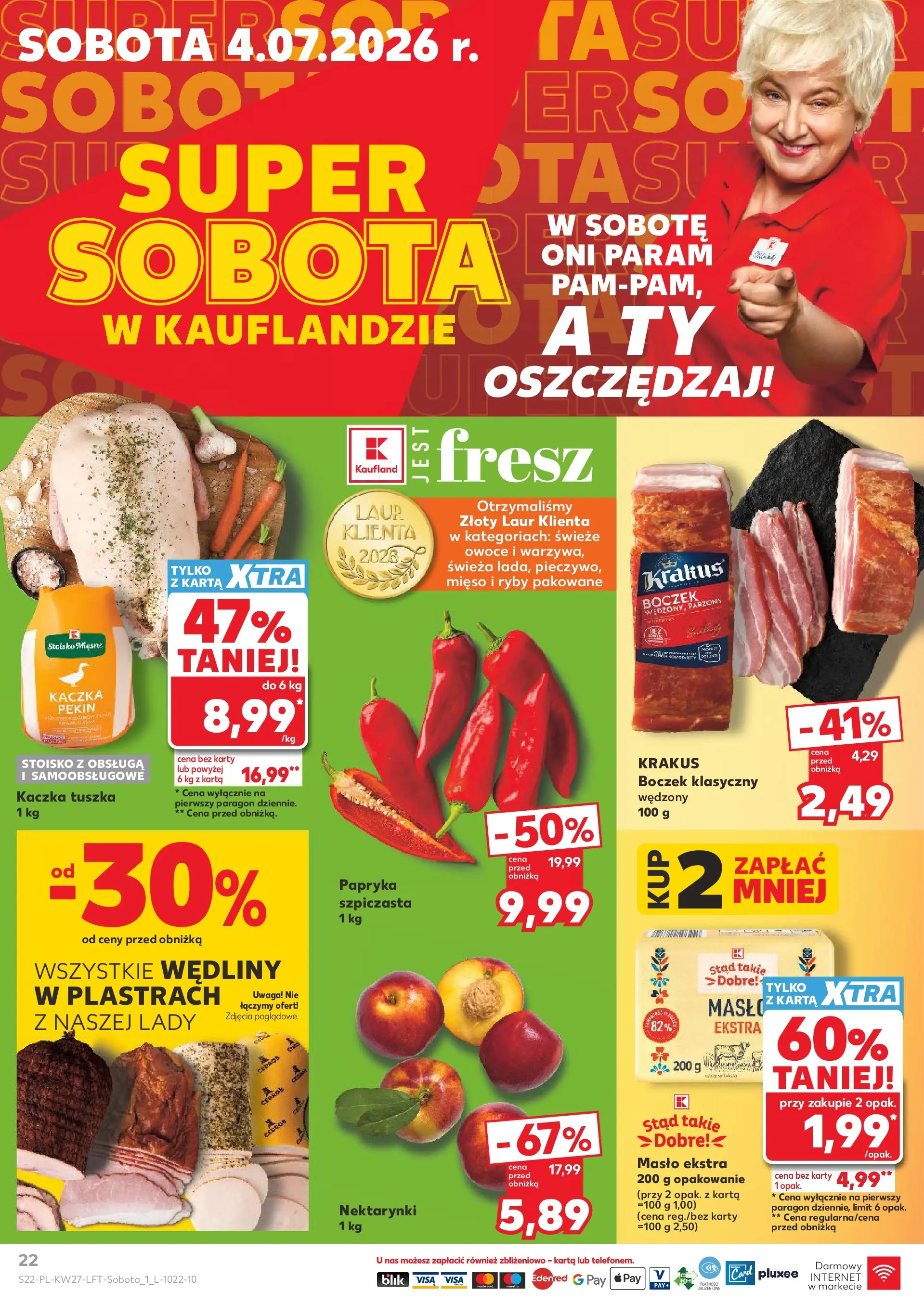 Kaufland gazetka (02.07.2026) - od jutra | Strona: 22 | Produkty: Karta, Kaczka, Masło, Wędliny Kaufland gazetka od 02.07.2026 - od jutra PDF | Strona: 22 | Produkty: Karta, Kaczka, Masło, Wędliny