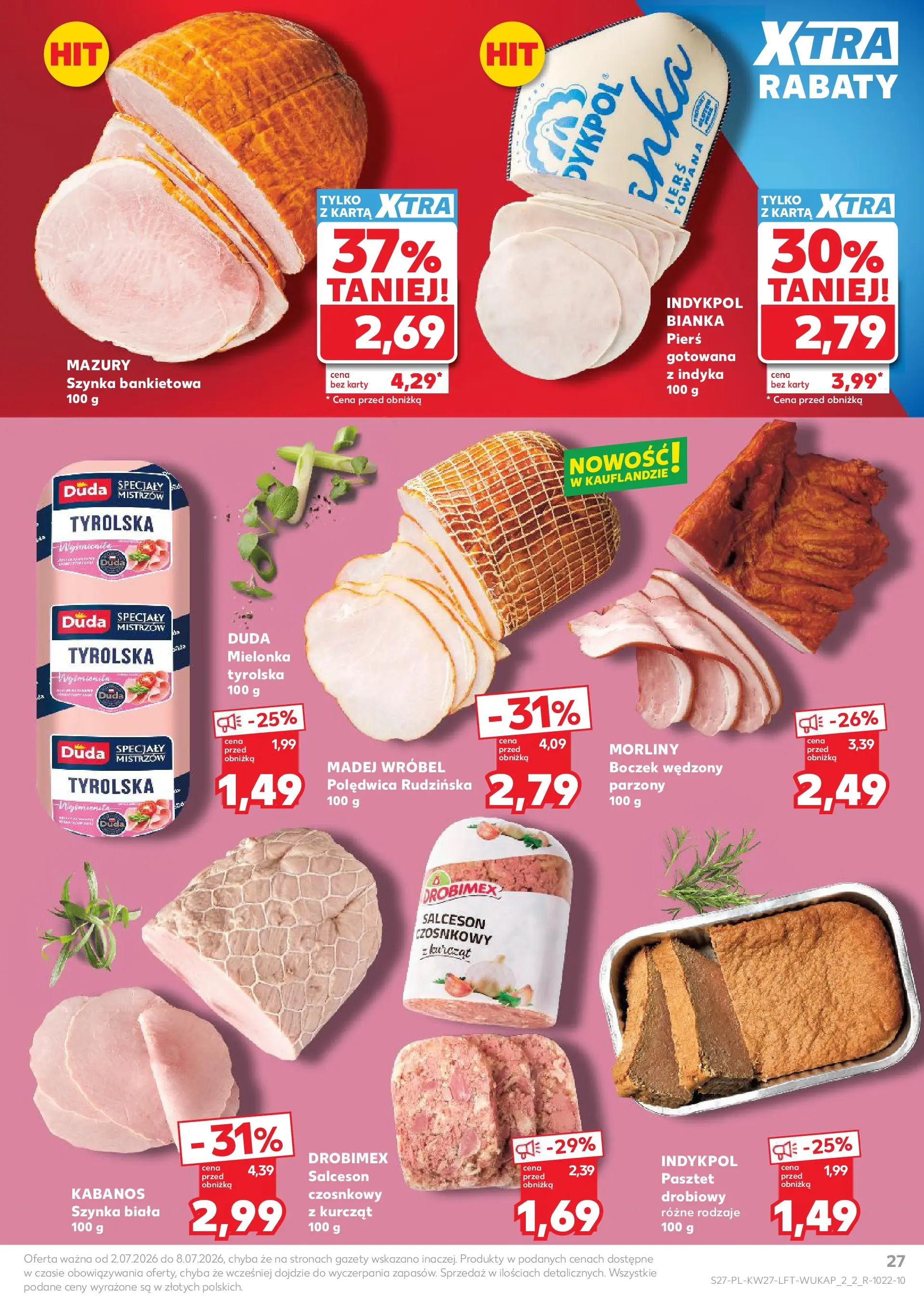 Kaufland gazetka (02.07.2026) - od jutra | Strona: 27 | Produkty: Mielonka tyrolska, Szynka, Boczek wędzony, Boczek Kaufland gazetka od 02.07.2026 - od jutra PDF | Strona: 27 | Produkty: Mielonka tyrolska, Szynka, Boczek wędzony, Boczek