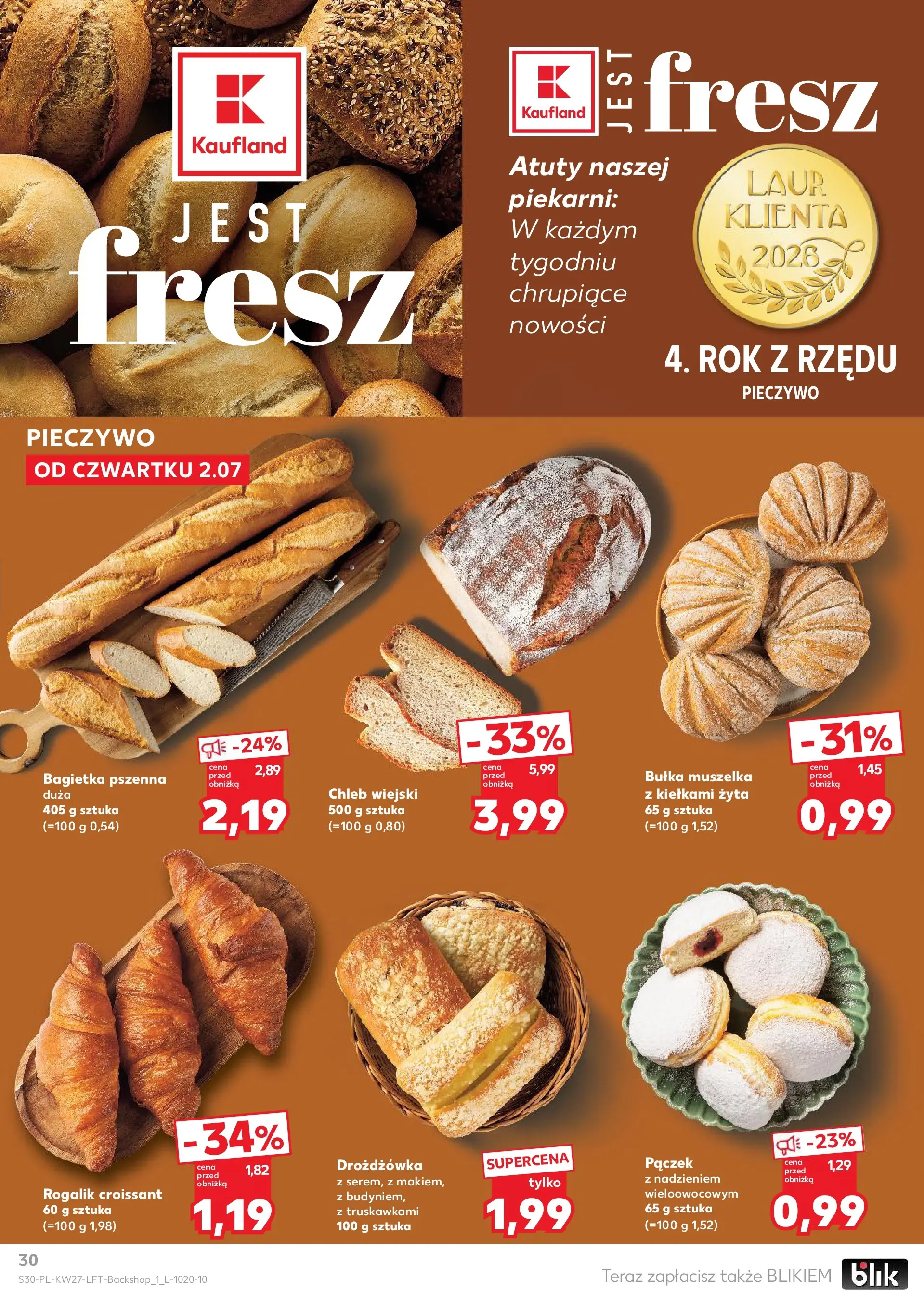 Kaufland gazetka (02.07.2026) - od jutra | Strona: 30 | Produkty: Pieczywo, Bułka, Bagietka, Chleb Kaufland gazetka od 02.07.2026 - od jutra PDF | Strona: 30 | Produkty: Pieczywo, Bułka, Bagietka, Chleb
