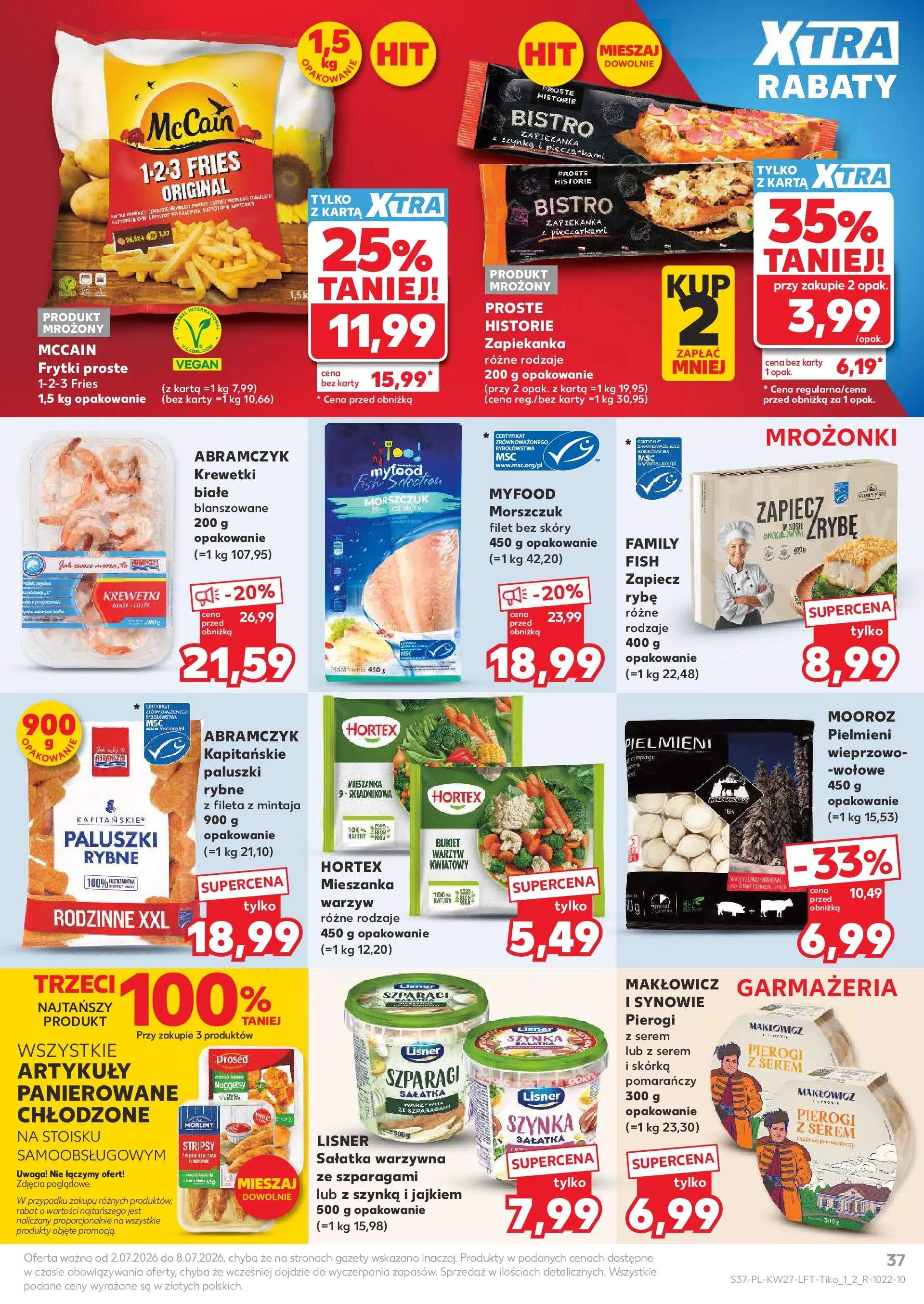 Kaufland gazetka (02.07.2026) - od jutra | Strona: 37 | Produkty: Karta, Krewetki, Frytki, Sałatka Kaufland gazetka od 02.07.2026 - od jutra PDF | Strona: 37 | Produkty: Karta, Krewetki, Frytki, Sałatka