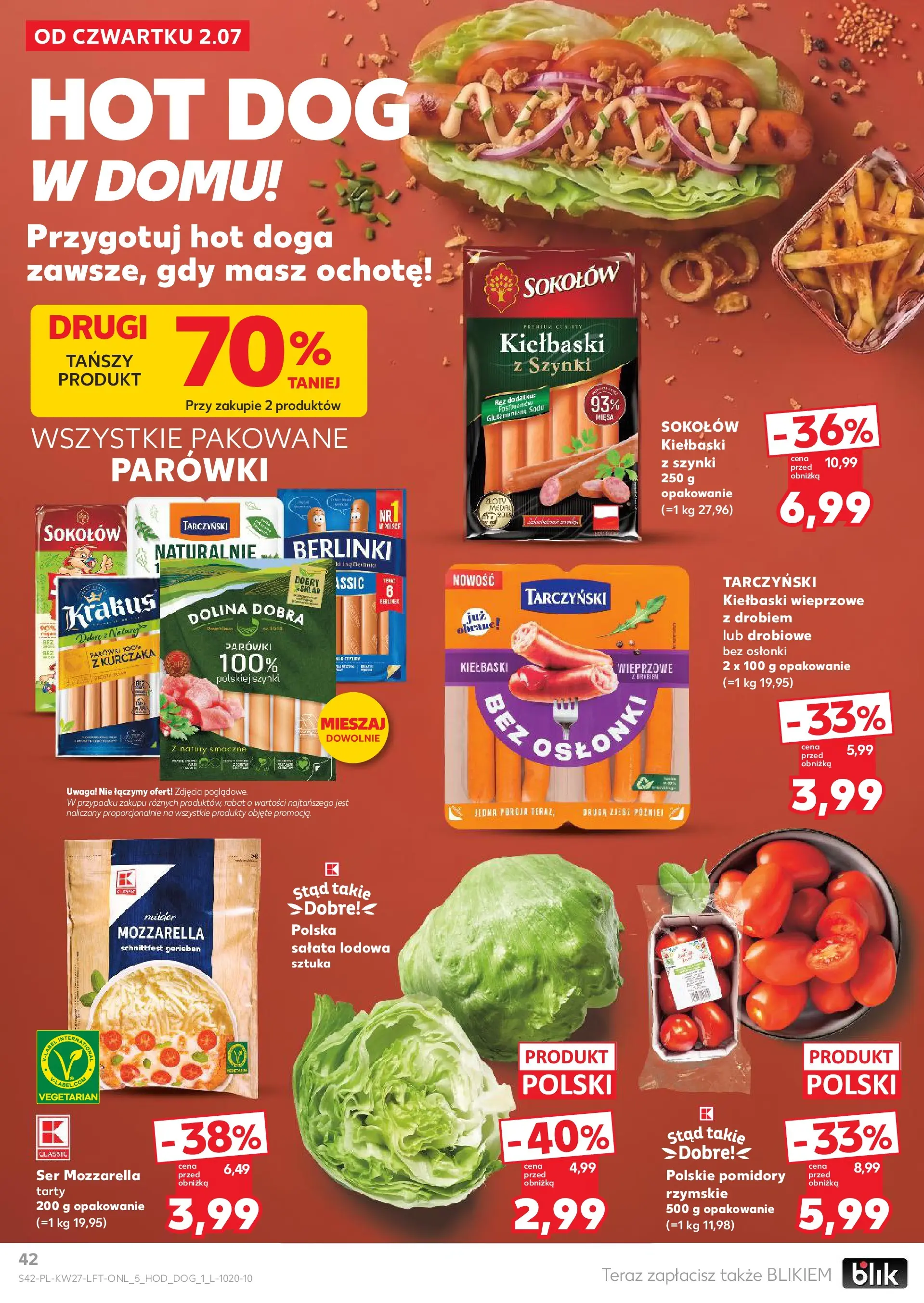 Kaufland gazetka (02.07.2026) - od jutra | Strona: 42 | Produkty: Parówki z szynki, Parówki, Pomidory, Mozzarella Kaufland gazetka od 02.07.2026 - od jutra PDF | Strona: 42 | Produkty: Parówki z szynki, Parówki, Pomidory, Mozzarella