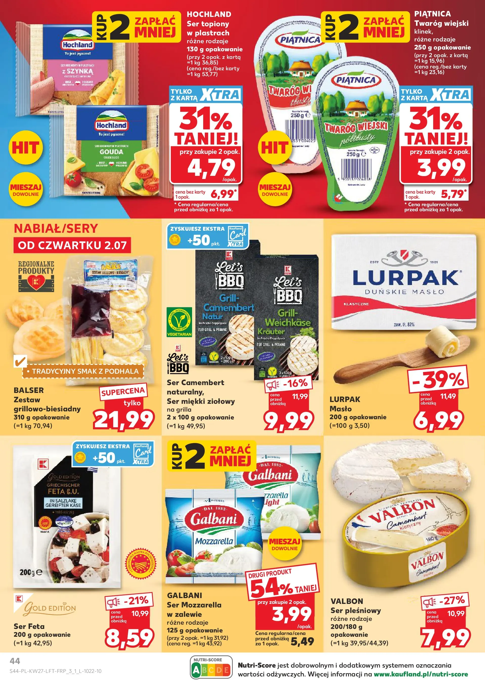 Kaufland gazetka (02.07.2026) - od jutra | Strona: 44 | Produkty: Ser pleśniowy, Camembert, Mozzarella, Ser feta Kaufland gazetka od 02.07.2026 - od jutra PDF | Strona: 44 | Produkty: Ser pleśniowy, Camembert, Mozzarella, Ser feta