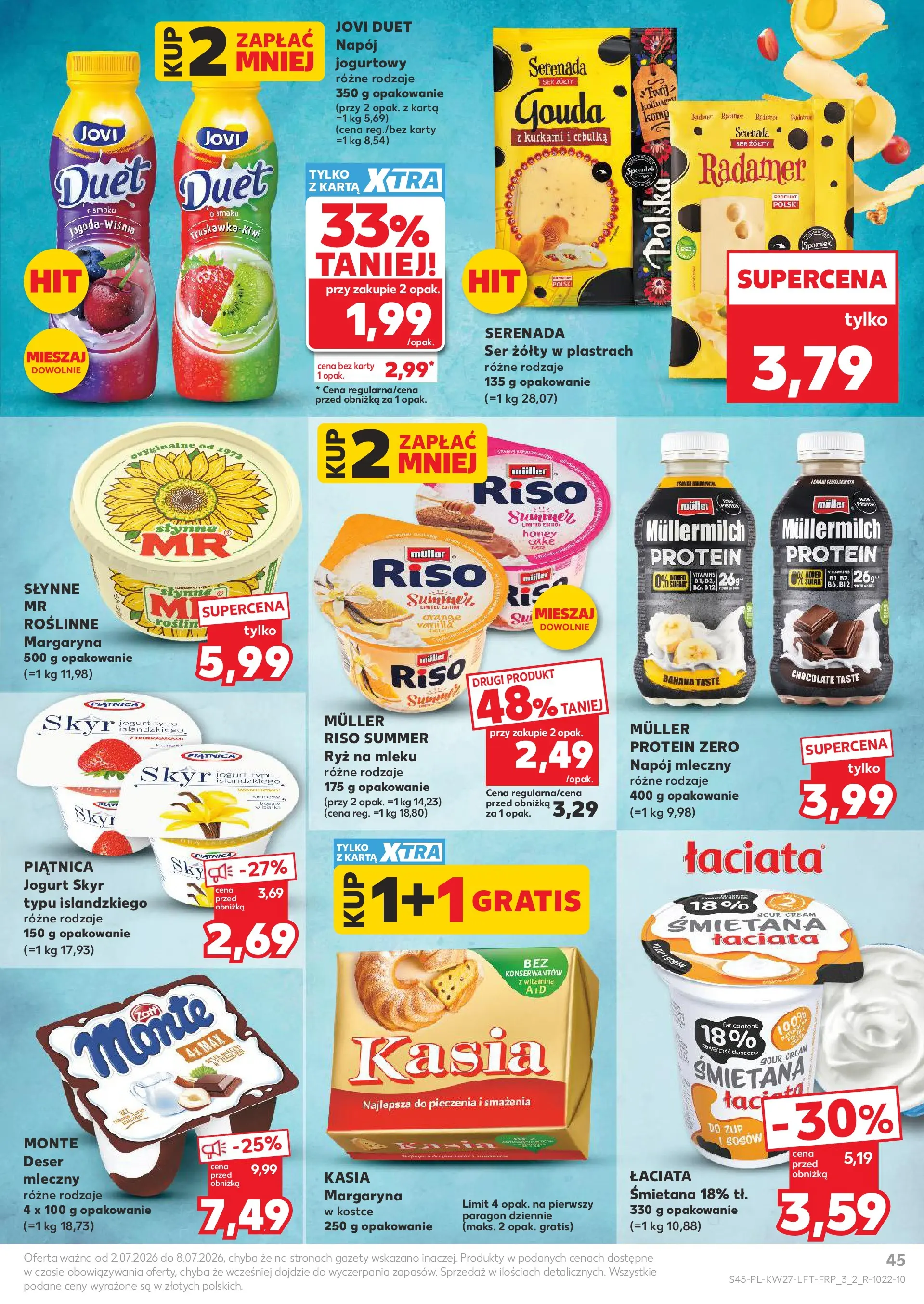 Kaufland gazetka (02.07.2026) - od jutra | Strona: 45 | Produkty: Ser żółty, Margaryna, Ryż, Śmietana Kaufland gazetka od 02.07.2026 - od jutra PDF | Strona: 45 | Produkty: Ser żółty, Margaryna, Ryż, Śmietana