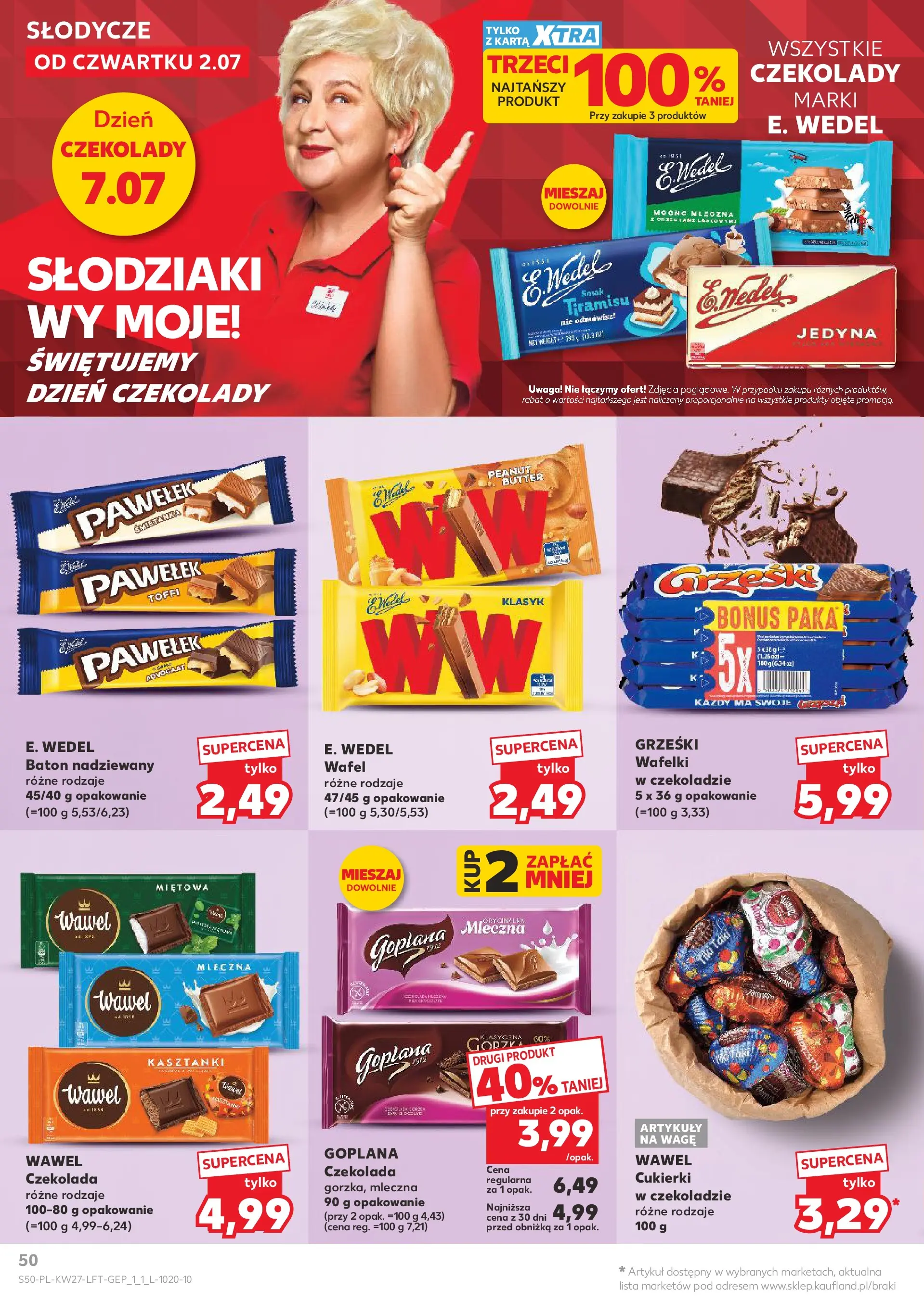 Kaufland gazetka (02.07.2026) - od jutra | Strona: 50 | Produkty: Karta, Baton, Wafelki, Czekolada Kaufland gazetka od 02.07.2026 - od jutra PDF | Strona: 50 | Produkty: Karta, Baton, Wafelki, Czekolada