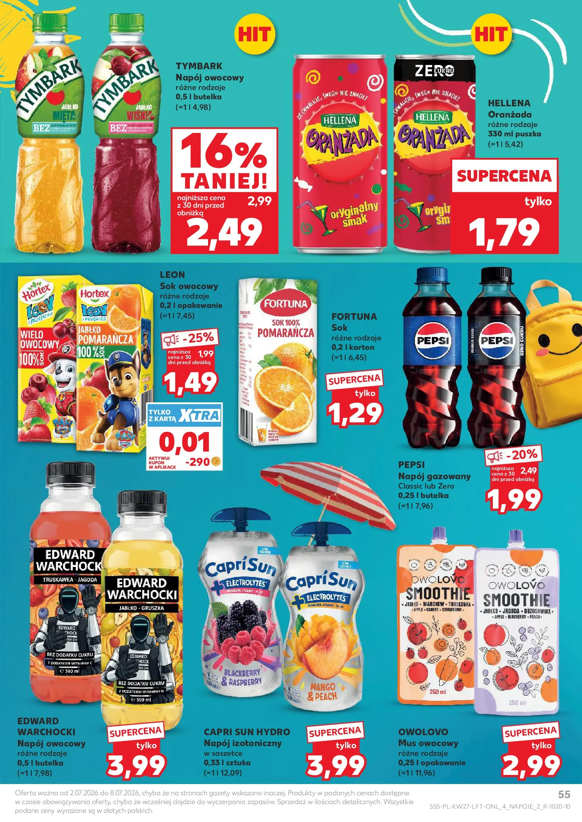 Kaufland gazetka (02.07.2026) - od jutra | Strona: 55 | Produkty: Karta, Smoothie, Pepsi, Sok Kaufland gazetka od 02.07.2026 - od jutra PDF | Strona: 55 | Produkty: Karta, Smoothie, Pepsi, Sok