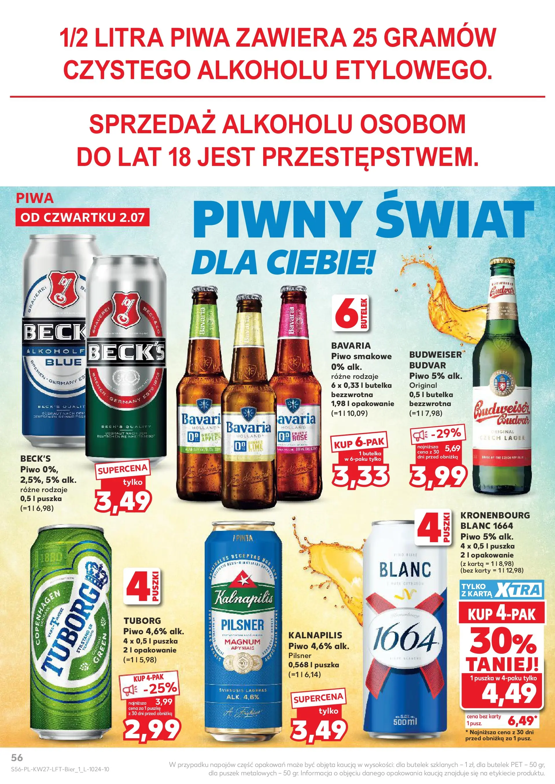 Kaufland gazetka (02.07.2026) - od jutra | Strona: 56 | Produkty: Karta, Piwo Kaufland gazetka od 02.07.2026 - od jutra PDF | Strona: 56 | Produkty: Karta, Piwo