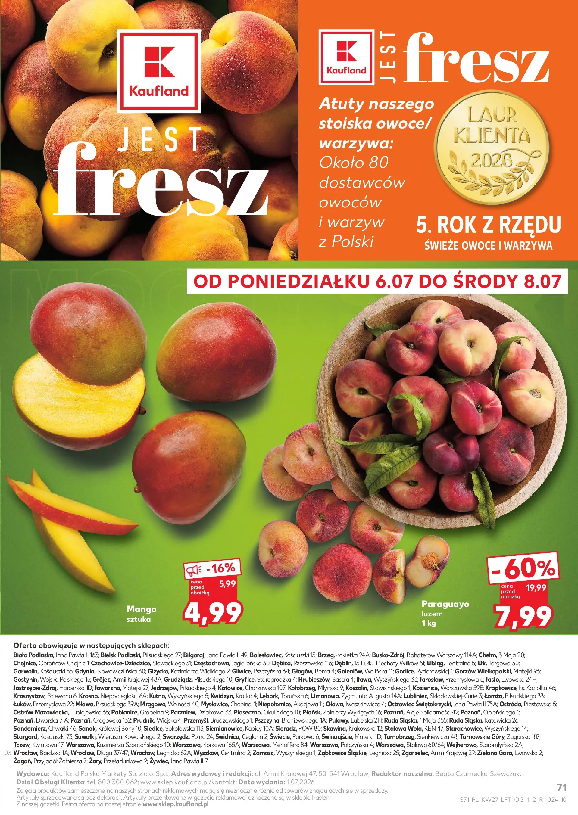 Kaufland gazetka (02.07.2026) - od jutra | Strona: 71 | Produkty: Mango, Warzywa, Owoce Kaufland gazetka od 02.07.2026 - od jutra PDF | Strona: 71 | Produkty: Mango, Warzywa, Owoce