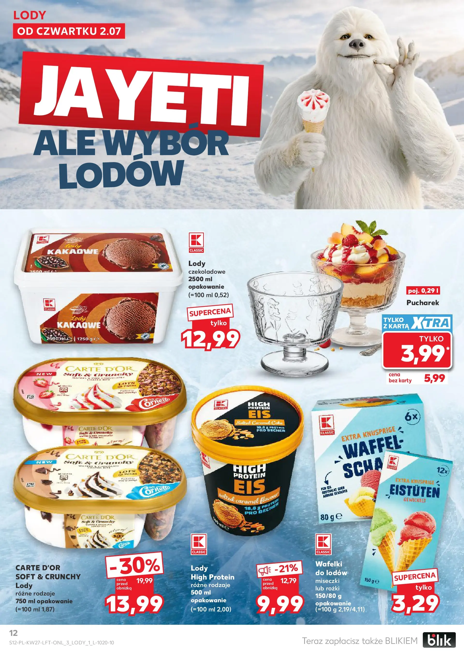 Kaufland gazetka (02.07.2026) - od jutra | Strona: 12 | Produkty: Karta, Wafelki do lodów, Wafelki, Lody Kaufland gazetka od 02.07.2026 - od jutra PDF | Strona: 12 | Produkty: Karta, Wafelki do lodów, Wafelki, Lody