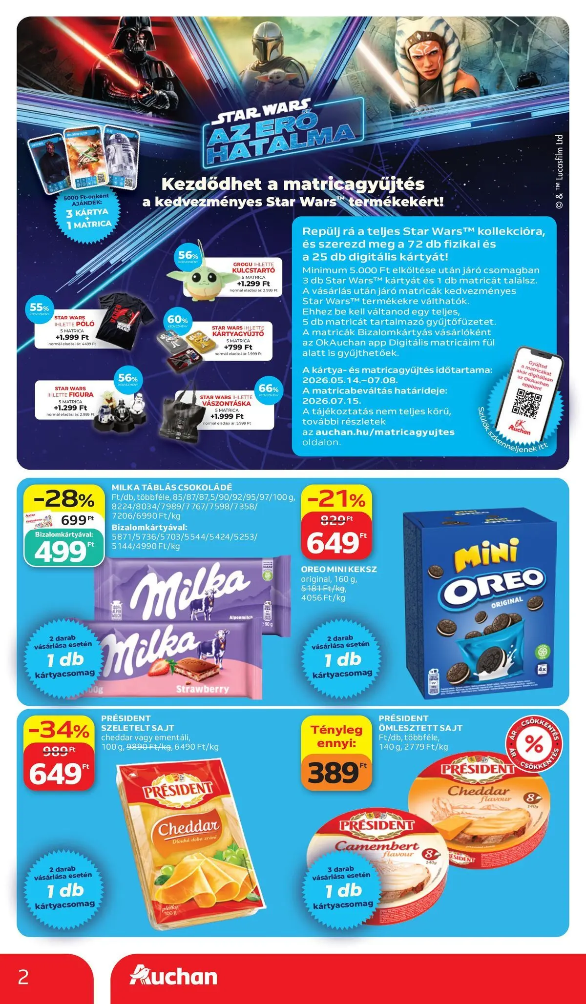 Auchan akciós újság Budapest - 2026.07.02. -tól/töl > akció, lapozható szórólap 🛍️ | Oldal: 2 | Termékek: Sajt, Cheddar, Szeletelt sajt, Camembert