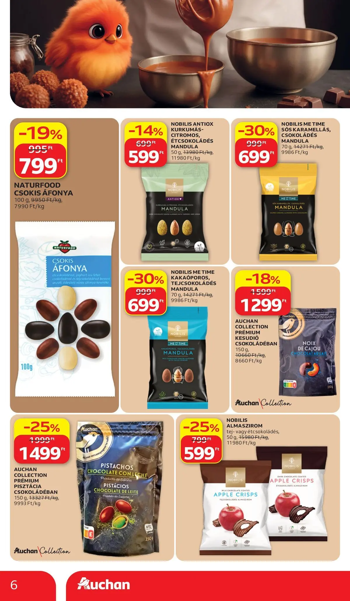 Auchan akciós újság Budapest - 2026.07.02. -tól/töl > akció, lapozható szórólap 🛍️ | Oldal: 6 | Termékek: Áfonya, Pisztácia, Mandula, Tej