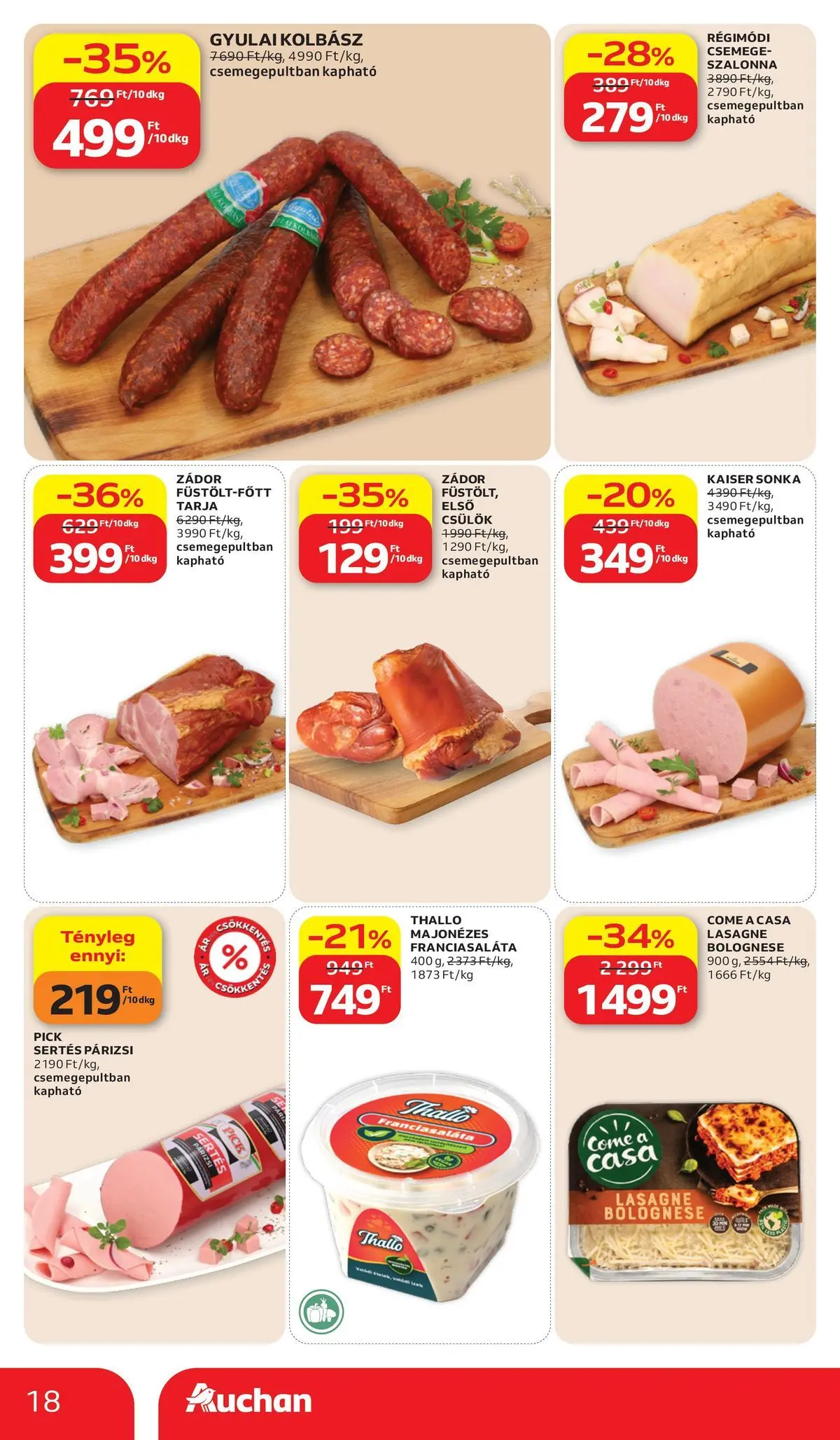 Auchan akciós újság Budapest - 2026.07.02. -tól/töl > akció, lapozható szórólap 🛍️ | Oldal: 18 | Termékek: Pick, Tarja, Lasagne, Párizsi