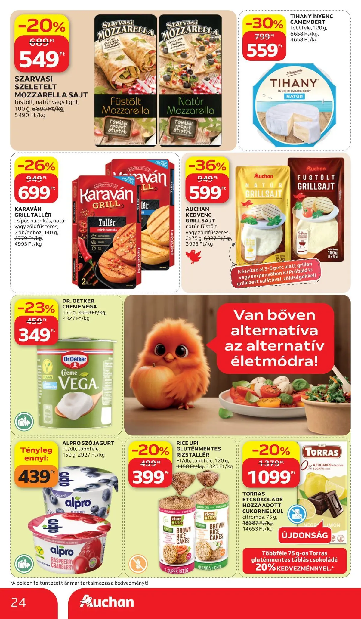 Auchan akciós újság Budapest - 2026.07.02. -tól/töl > akció, lapozható szórólap 🛍️ | Oldal: 24 | Termékek: Alpro, Grillsajt, Sajt, Camembert