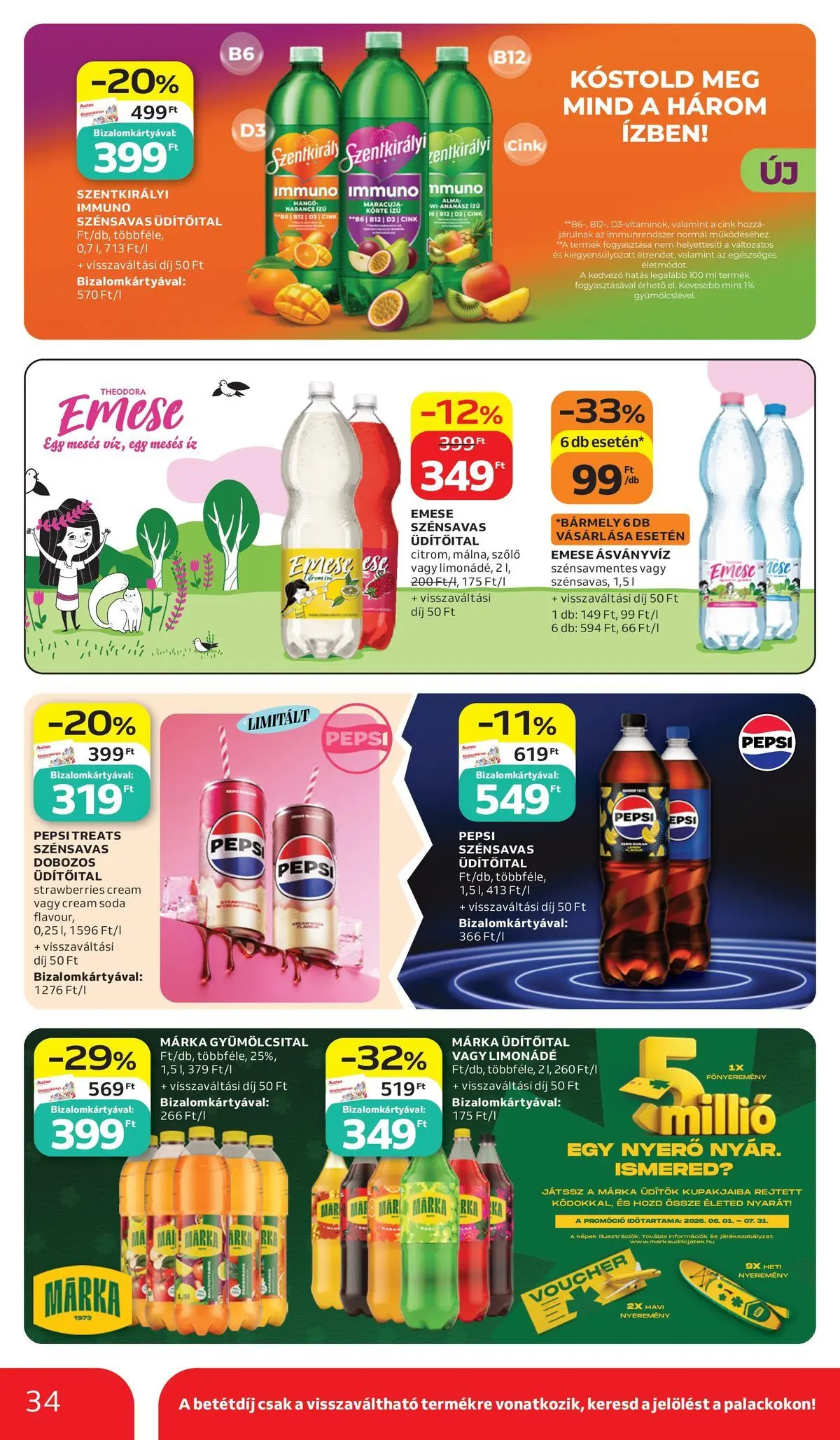 Auchan akciós újság Budapest - 2026.07.02. -tól/töl > akció, lapozható szórólap 🛍️ | Oldal: 34 | Termékek: Gyümölcsital, Limonádé, Ásványvíz, Narancs