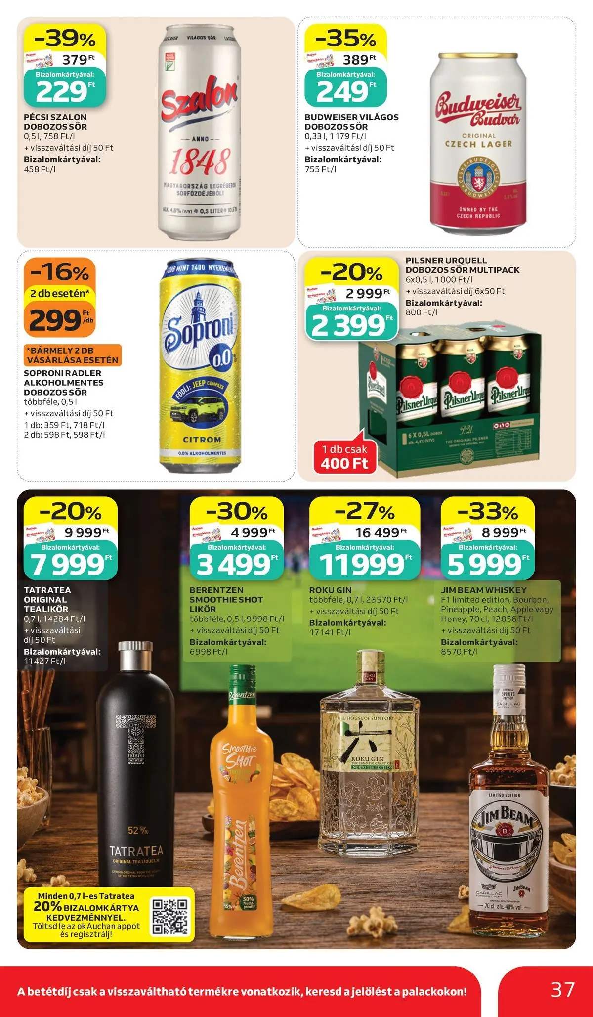 Auchan akciós újság Budapest - 2026.07.02. -tól/töl > akció, lapozható szórólap 🛍️ | Oldal: 37 | Termékek: Whiskey, Smoothie, Likőr, Citrom