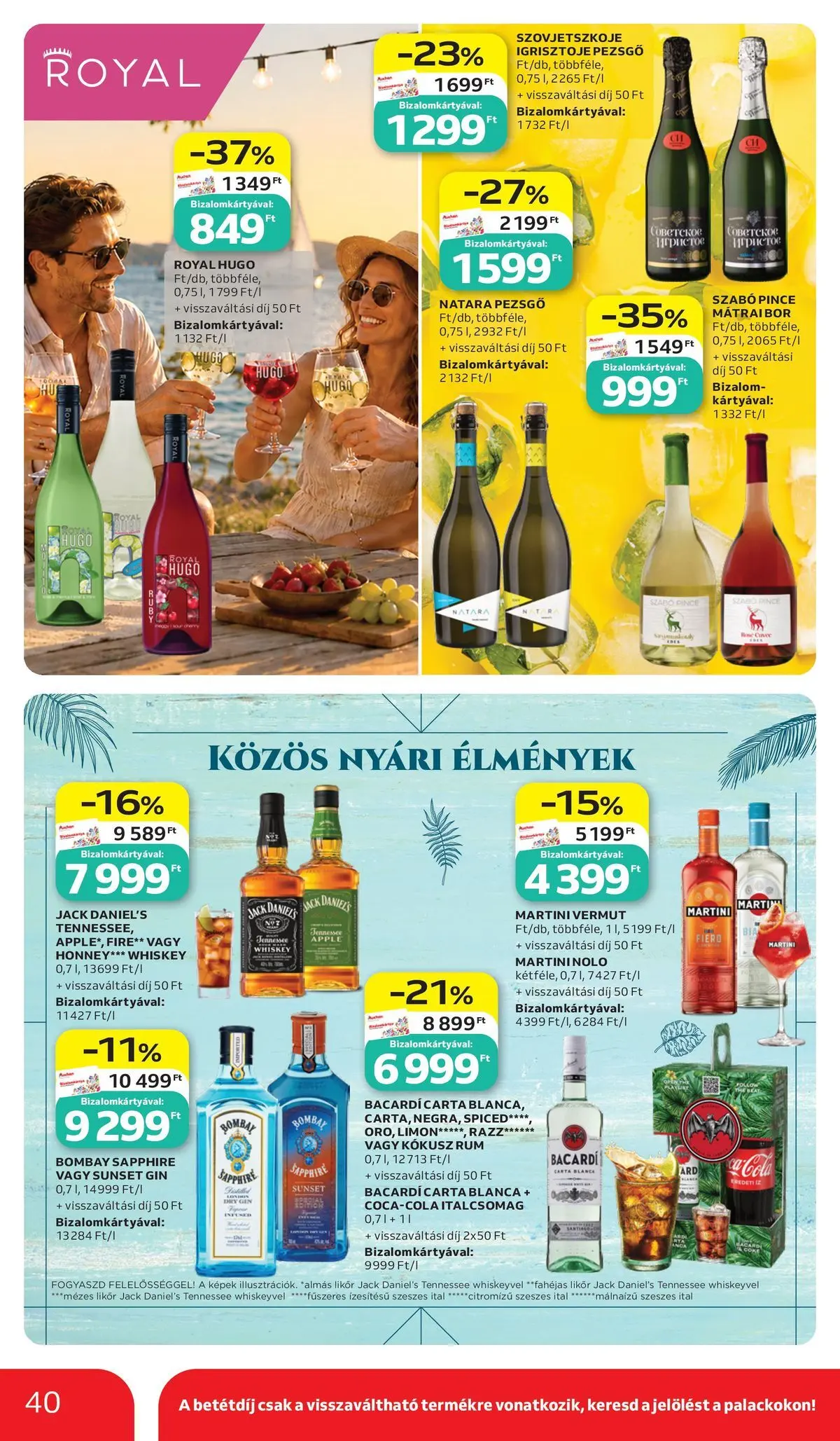 Auchan akciós újság Budapest - 2026.07.02. -tól/töl > akció, lapozható szórólap 🛍️ | Oldal: 40 | Termékek: Kokusz, Bacardi, Pezsgő, Cola