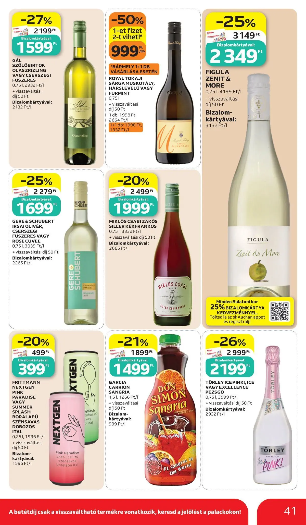 Auchan akciós újság Budapest - 2026.07.02. -tól/töl > akció, lapozható szórólap 🛍️ | Oldal: 41 | Termékek: Sangria, Pezsgő, Bor