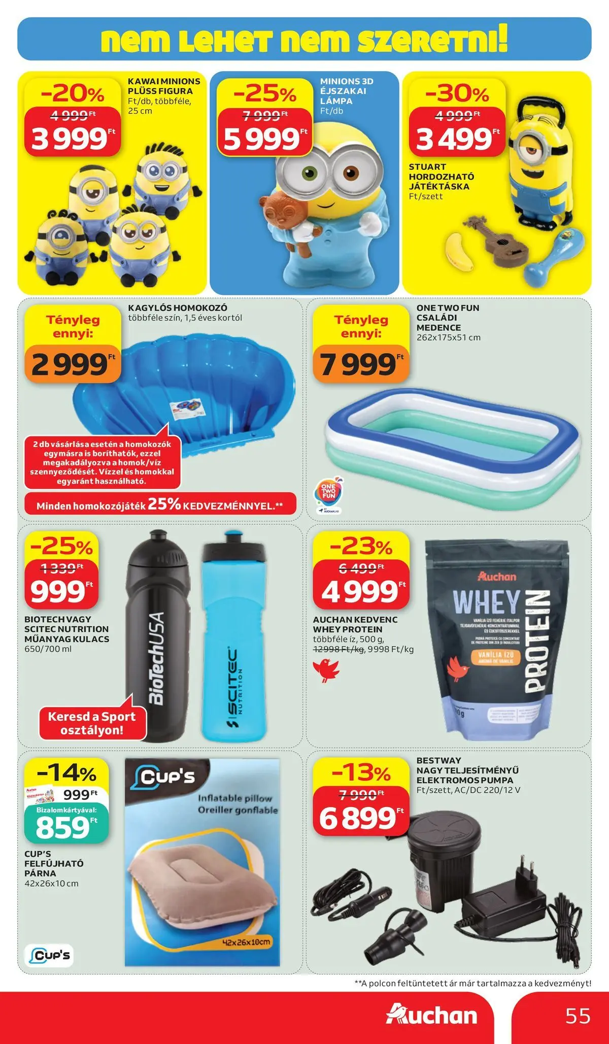 Auchan akciós újság Budapest - 2026.07.02. -tól/töl > akció, lapozható szórólap 🛍️ | Oldal: 55 | Termékek: Párna, Protein, Lámpa, Medence