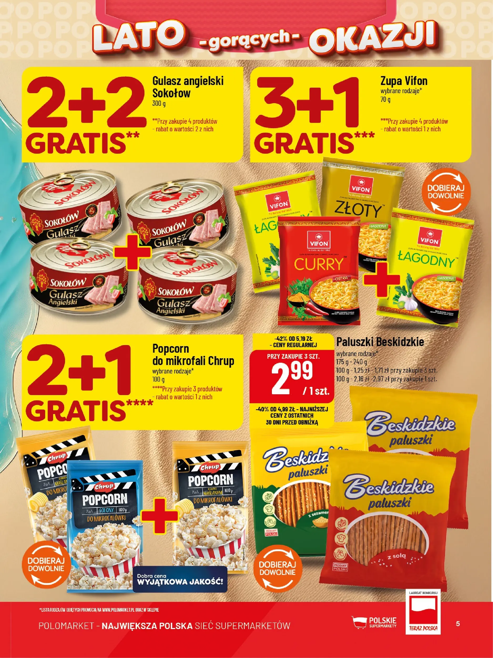 Nowa POLOmarket gazetka od jutra 01.07.2026 | Strona: 5 | Produkty: Vifon, Paluszki, Zupa, Gulasz