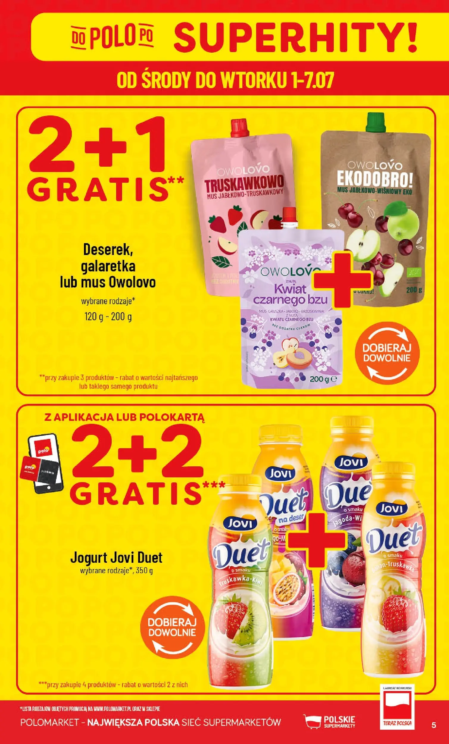 Nowa POLOmarket gazetka od jutra 01.07.2026 | Strona: 5 | Produkty: Brzoskwinia, Gruszka, Galaretka, Jogurt