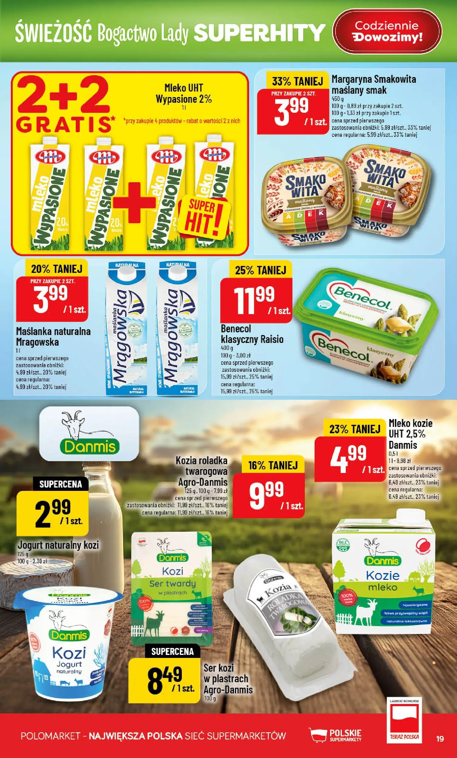 Nowa POLOmarket gazetka od jutra 01.07.2026 | Strona: 19 | Produkty: Maślanka, Jogurt naturalny, Mleko, Ser