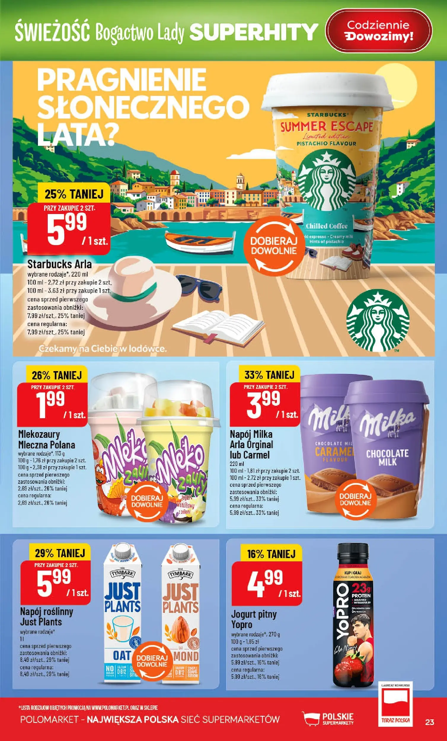 Nowa POLOmarket gazetka od jutra 01.07.2026 | Strona: 23 | Produkty: Jogurt pitny, Milka, Mleko, Jogurt