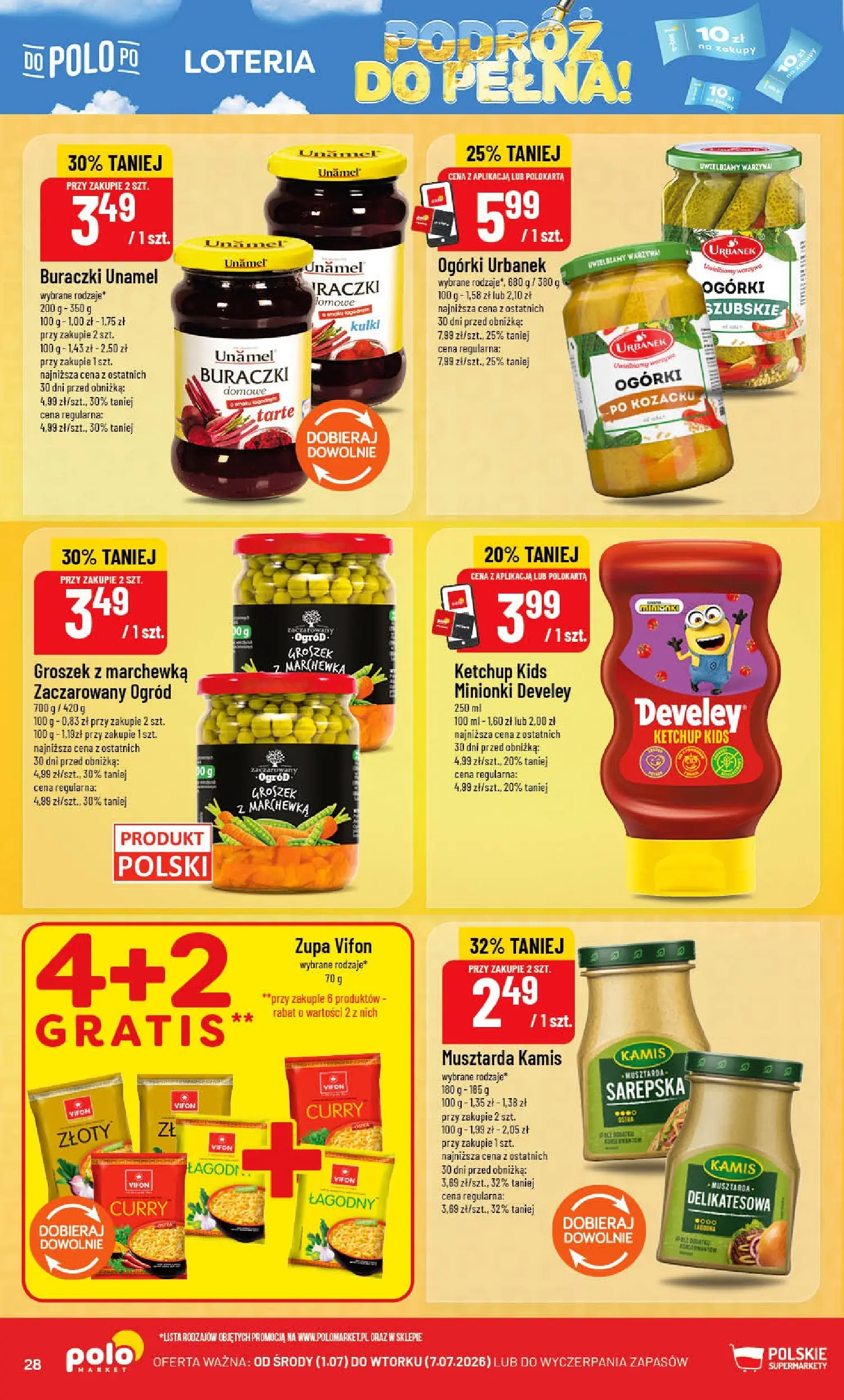 Nowa POLOmarket gazetka od jutra 01.07.2026 | Strona: 28 | Produkty: Groszek, Musztarda, Zupa, Warzywa