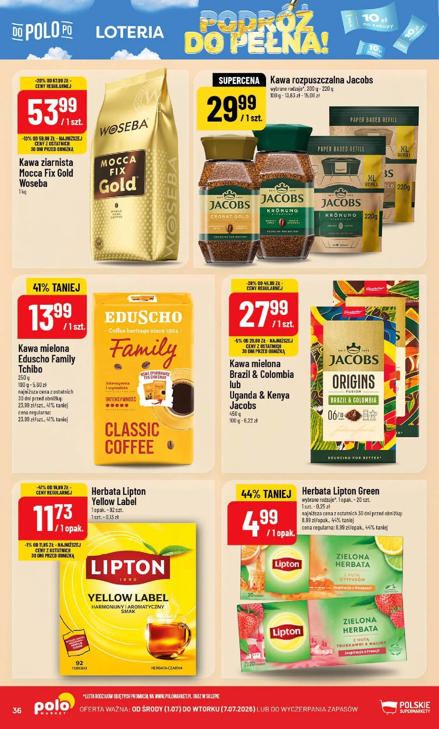 Nowa POLOmarket gazetka od jutra 01.07.2026 | Strona: 36 | Produkty: Tchibo, Herbata lipton, Kawa, Herbata