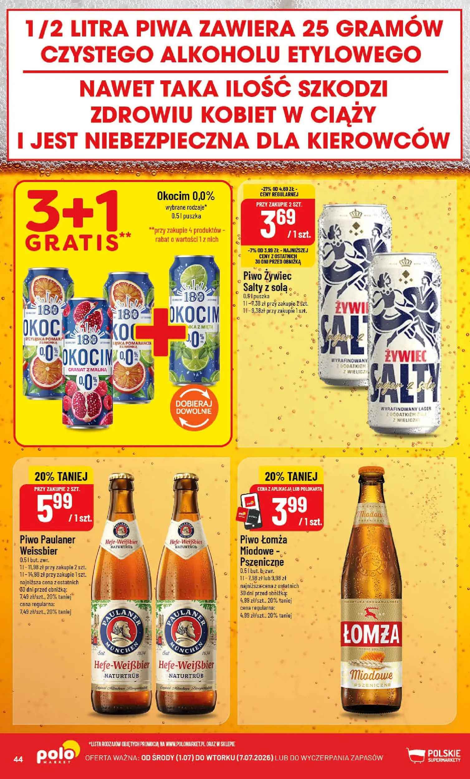 Nowa POLOmarket gazetka od jutra 01.07.2026 | Strona: 44 | Produkty: Malina, Mięta, Piwo