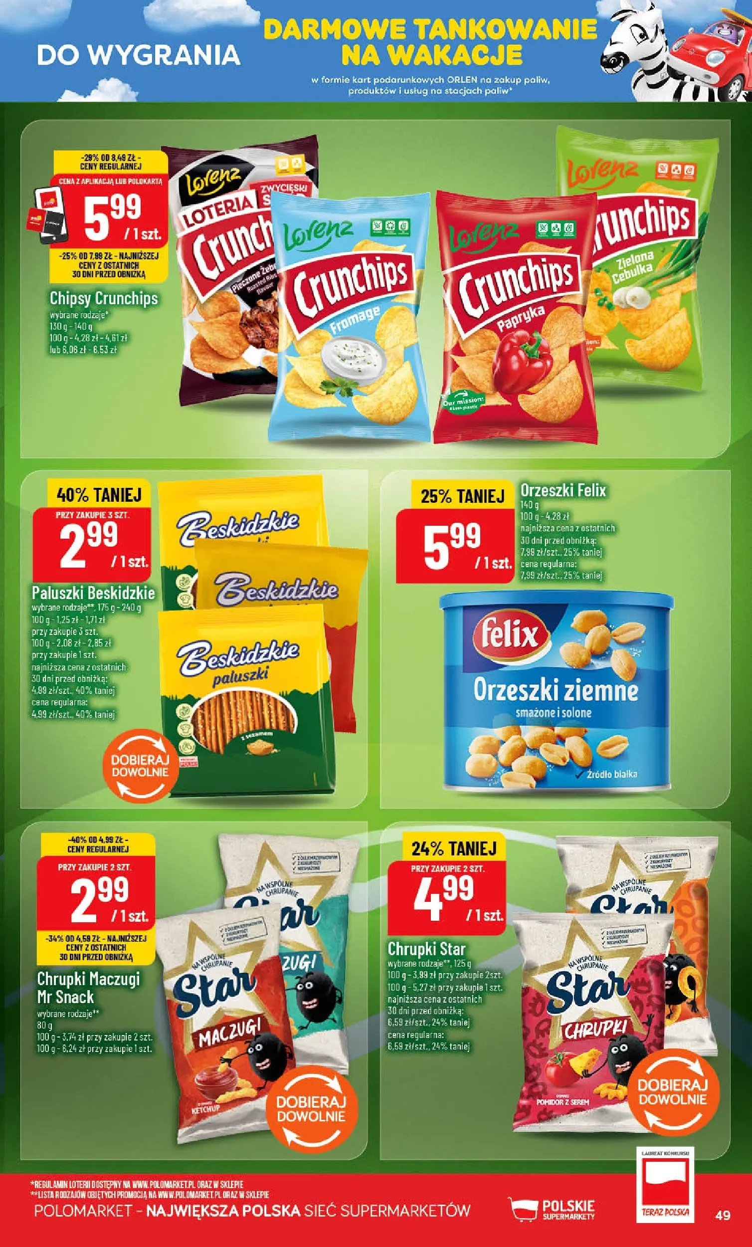 Nowa POLOmarket gazetka od jutra 01.07.2026 | Strona: 49 | Produkty: Chipsy, Chrupki, Paluszki, Orzeszki ziemne