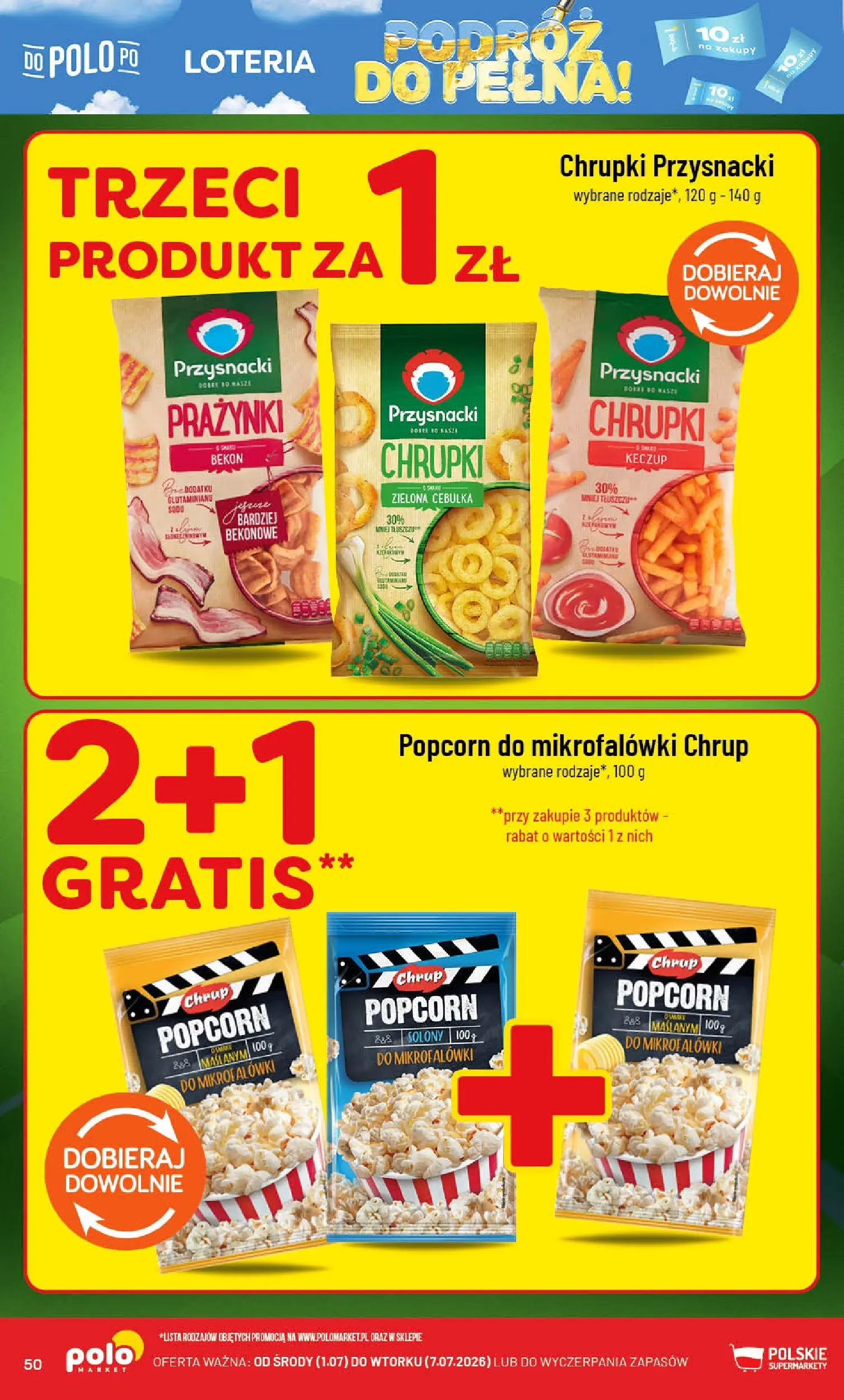 Nowa POLOmarket gazetka od jutra 01.07.2026 | Strona: 50 | Produkty: Chrupki, Bekon, Popcorn, Keczup