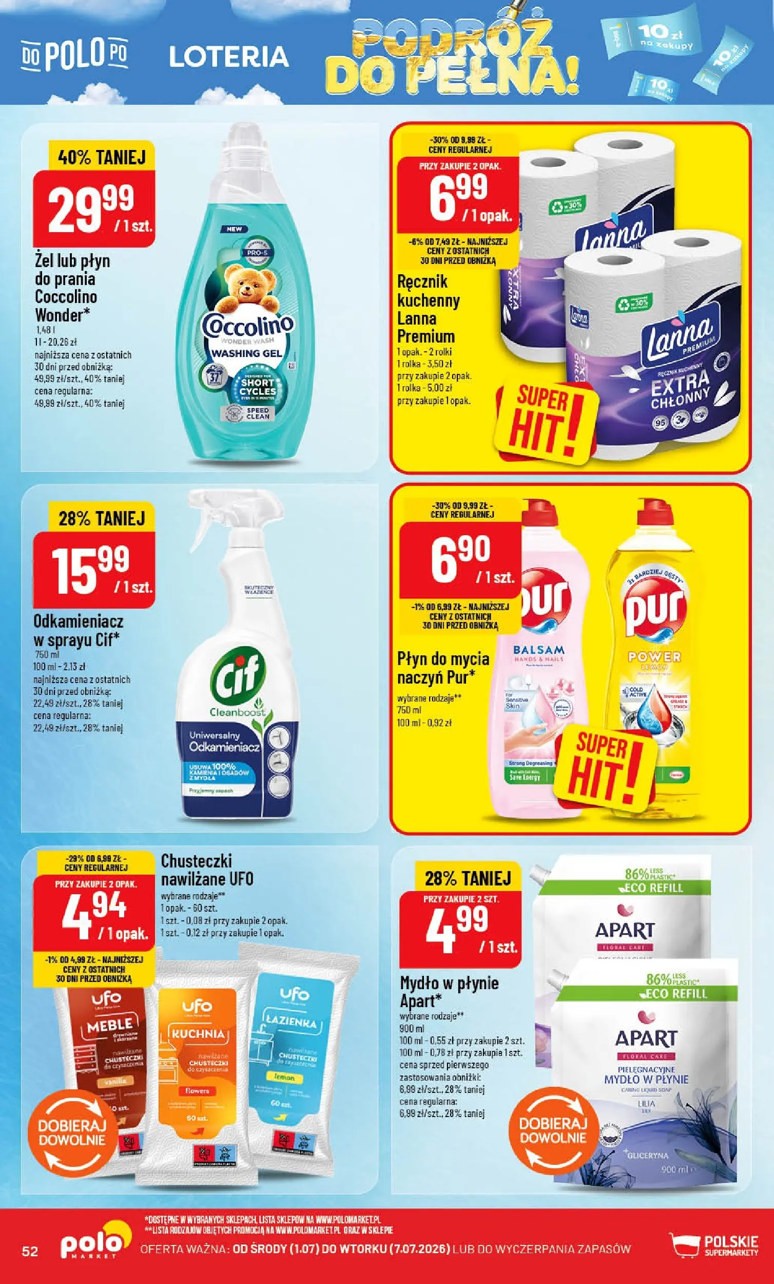 Nowa POLOmarket gazetka od jutra 01.07.2026 | Strona: 52 | Produkty: Mydło w płynie, Rolki, Coccolino, Mydło