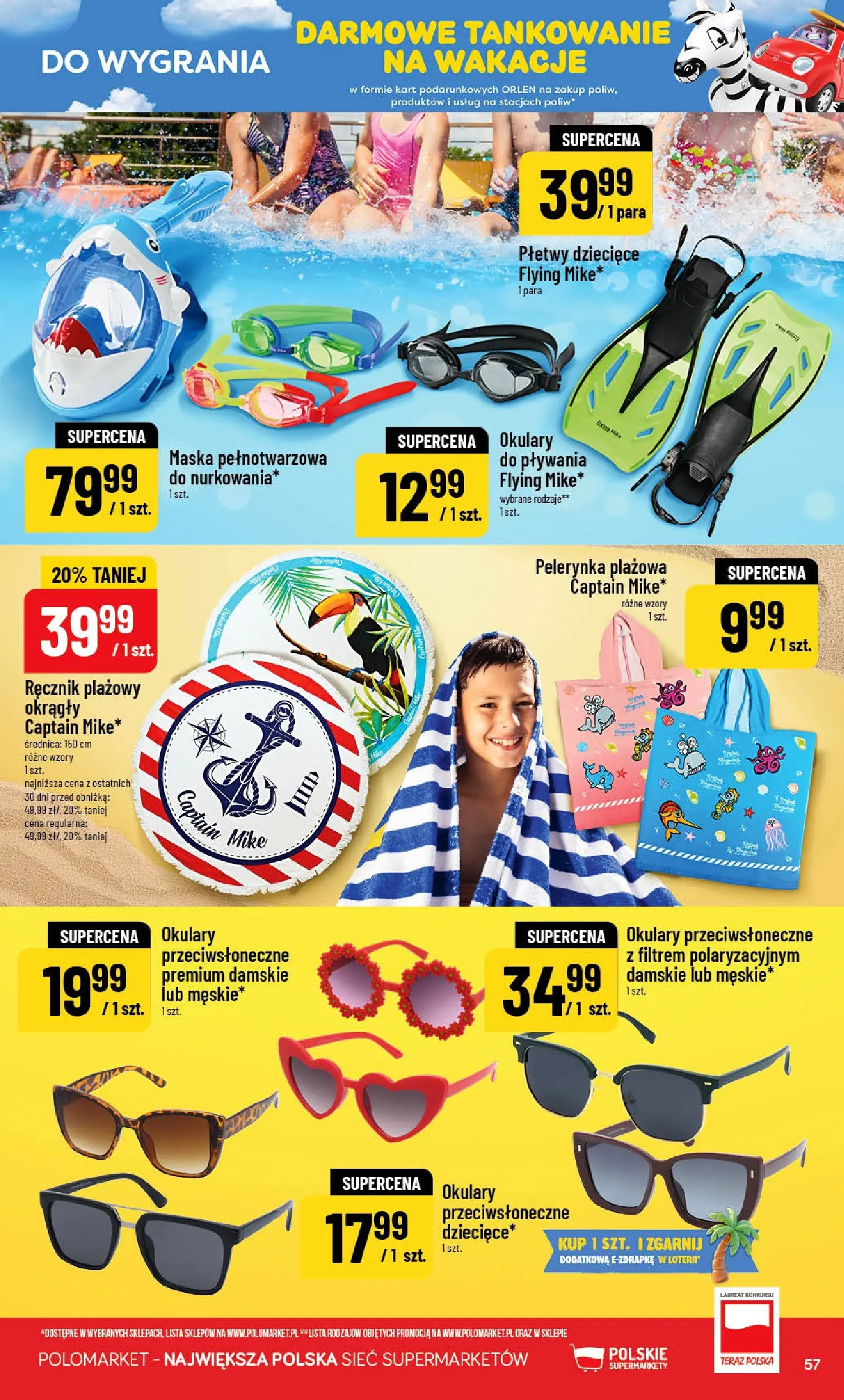 Nowa POLOmarket gazetka od jutra 01.07.2026 | Strona: 57 | Produkty: Okulary, Okulary przeciwsłoneczne, Maska