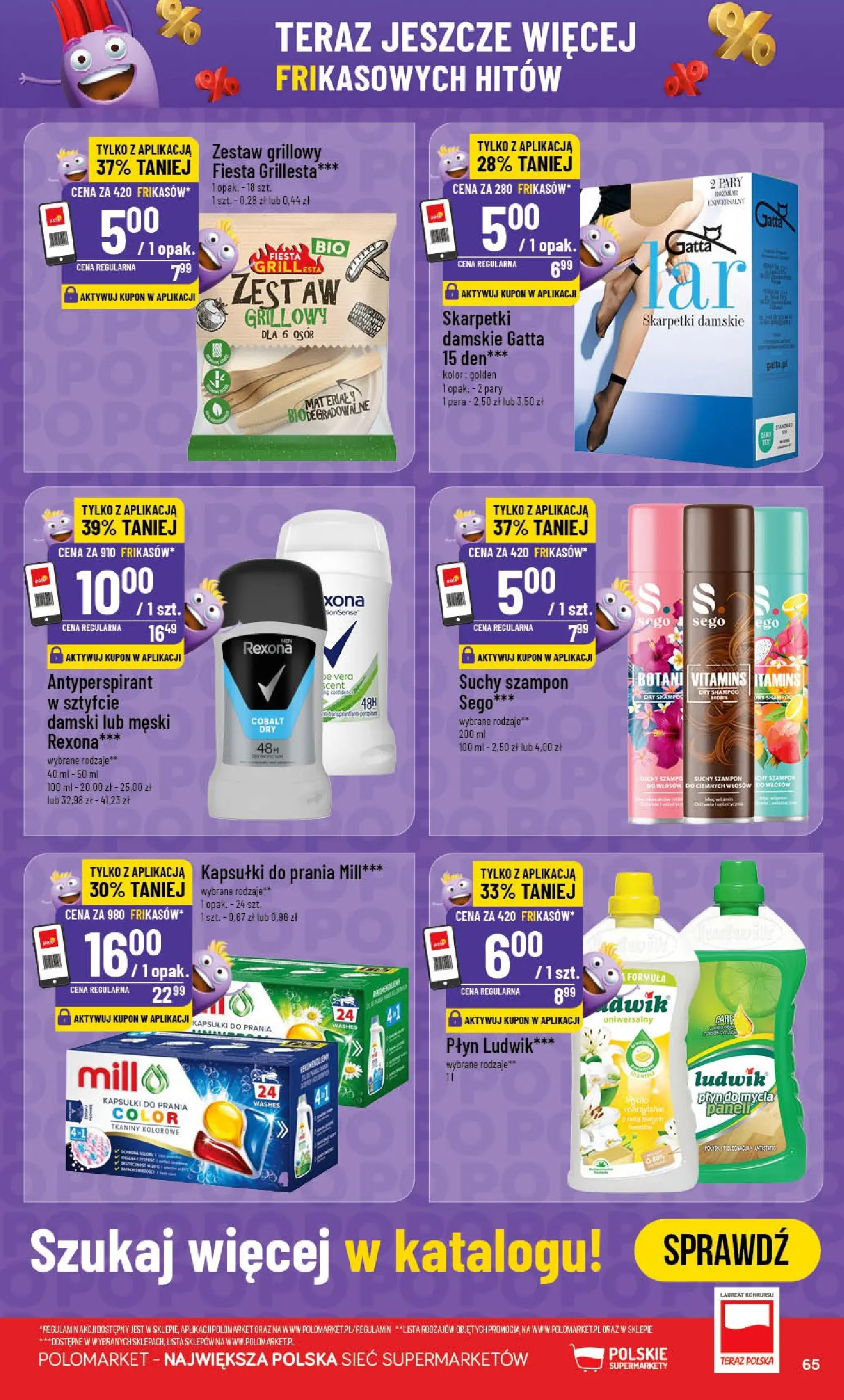 Nowa POLOmarket gazetka od jutra 01.07.2026 | Strona: 65 | Produkty: Skarpetki, Gatta, Kapsułki do prania, Suchy szampon
