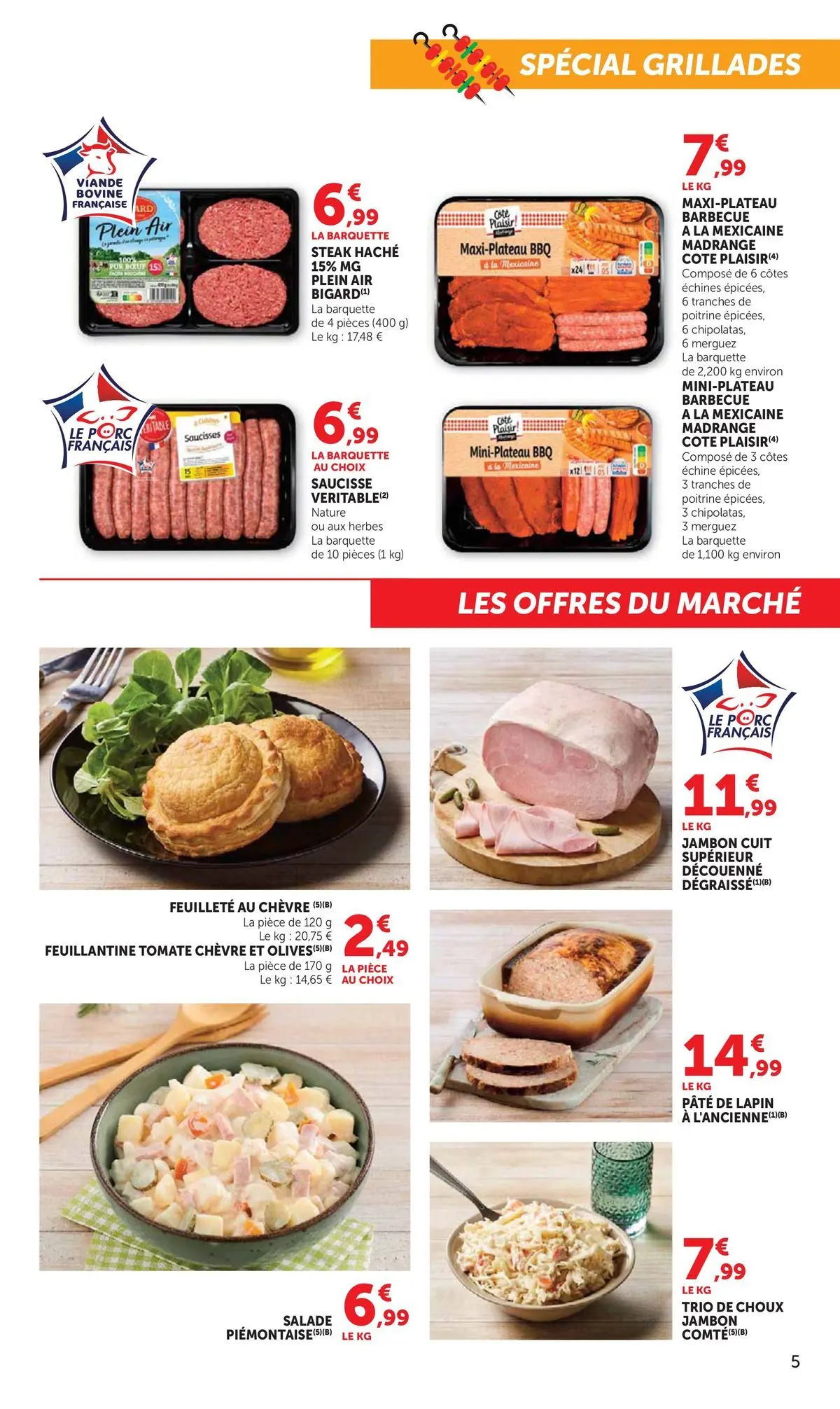Offres - Catalogue SUPER U 【Juillet】 | Page: 5 | Produits: Salade, Lapin, Saucisse, Viande bovine