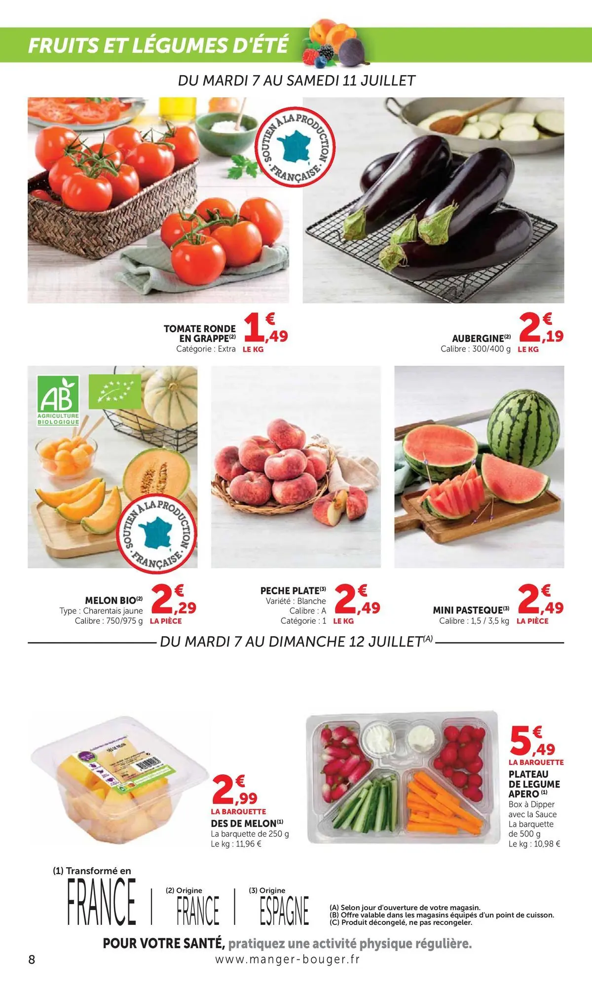 Offres - Catalogue HYPER U 【Juillet】 | Page: 8 | Produits: Melon, Pêche, Plateau