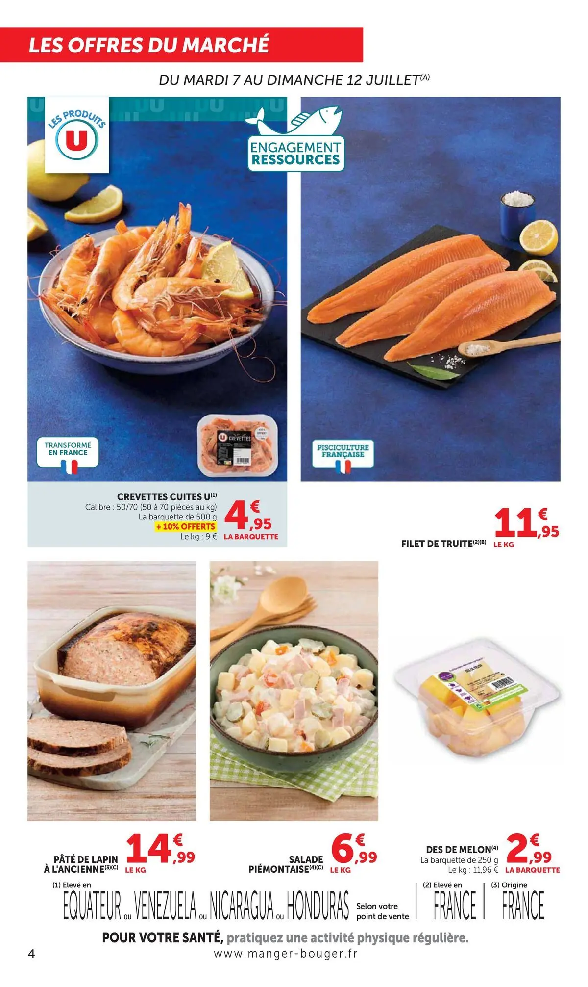 Offres - Catalogue U EXPRESS 【Juillet】 | Page: 4 | Produits: Salade, Lapin, Crevettes