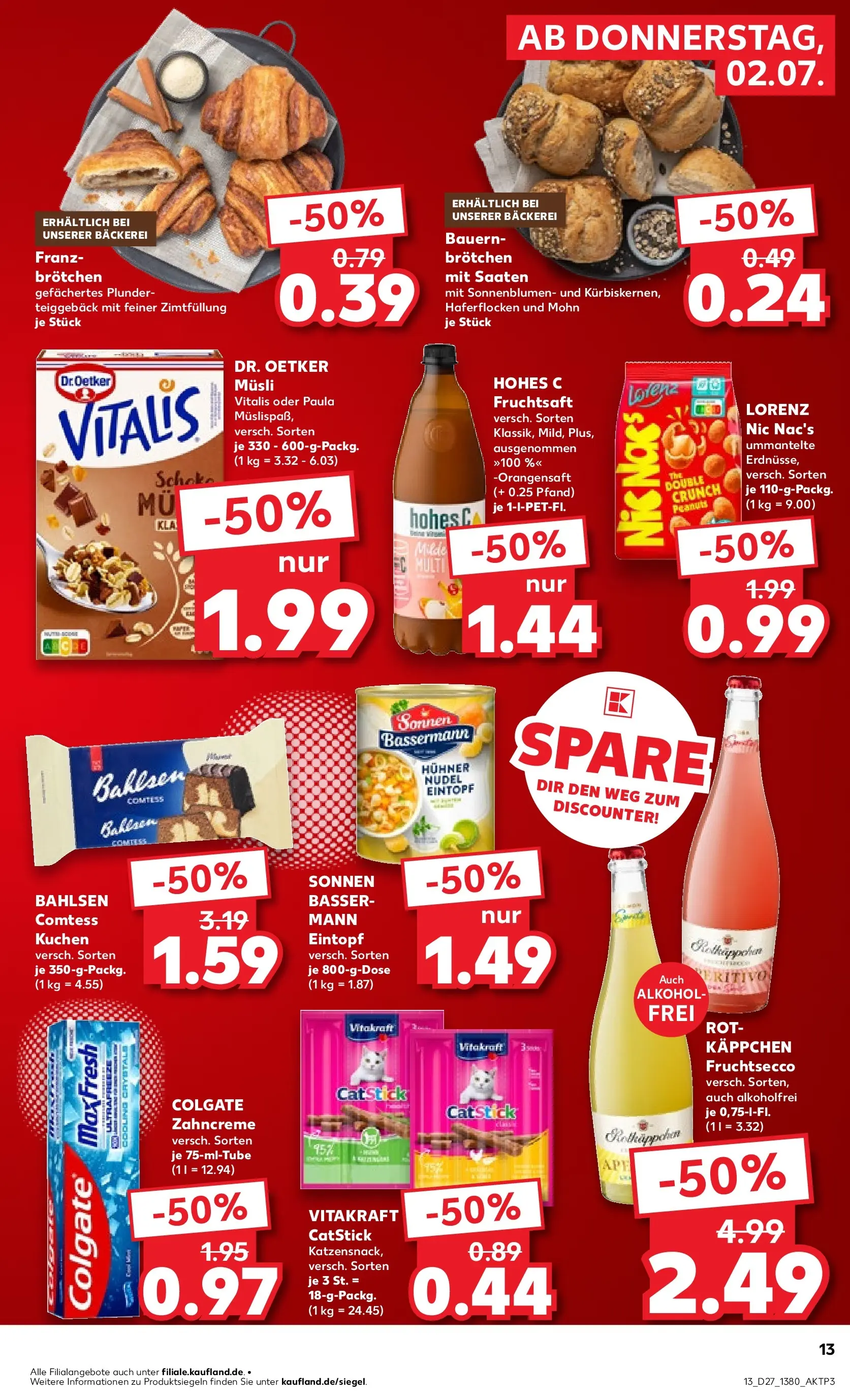Prospekt Kaufland ab 02.07.2026 » Angebote Online zum Blättern | Seite: 21 | Produkte: Bäckerei, Fruchtsecco, Hohes c, Kuchen