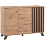 M&ouml;belix Kommode mit Einlegeb&ouml;den 118 cm Medan Anthrazit/Eiche Dekor