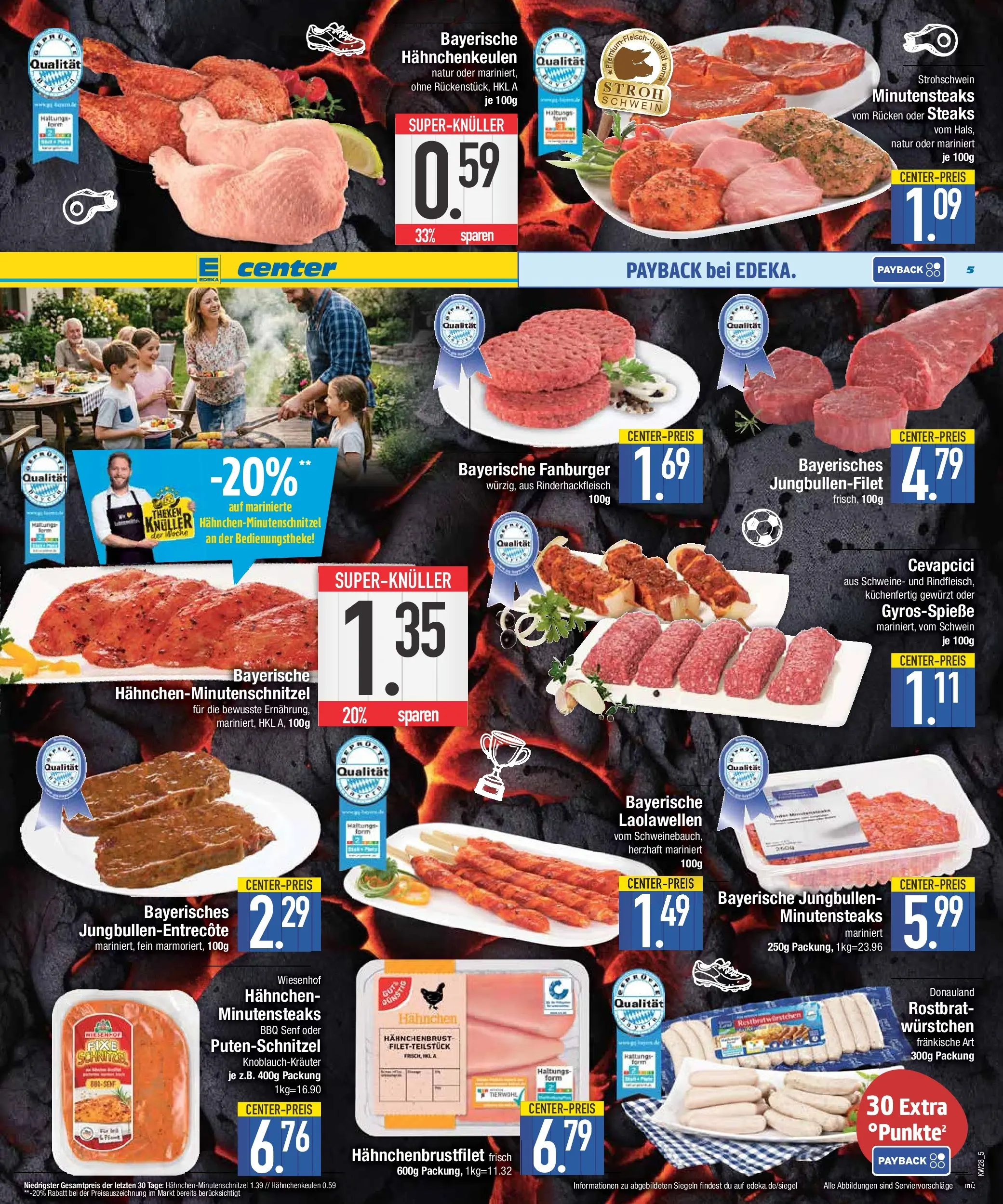 E center Prospekt München (ab 06.07.2026) zum Blättern | Seite: 5 | Produkte: Hahnchen, Cevapcici, Putenschnitzel, Hahnchenbrust