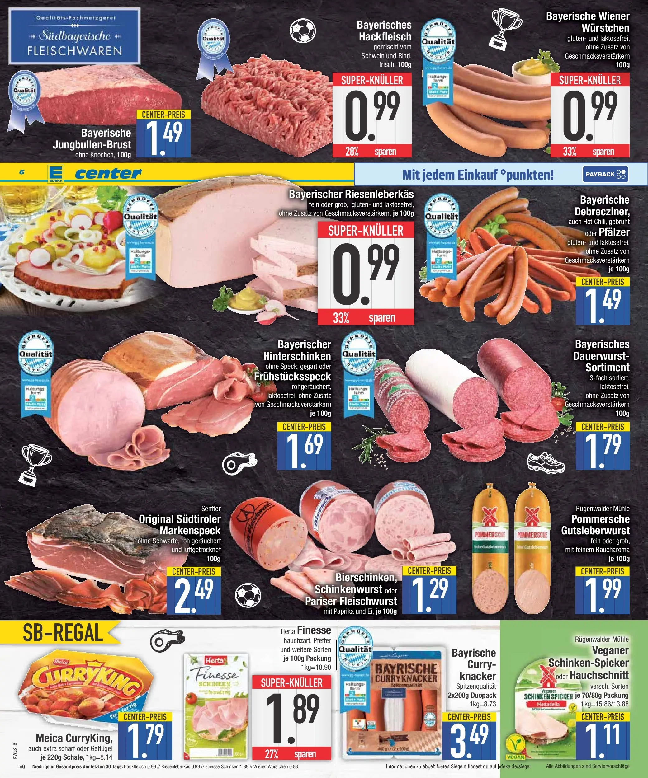 E center Prospekt München (ab 06.07.2026) zum Blättern | Seite: 6 | Produkte: Wiener wurstchen, Meica, Paprika, Hackfleisch