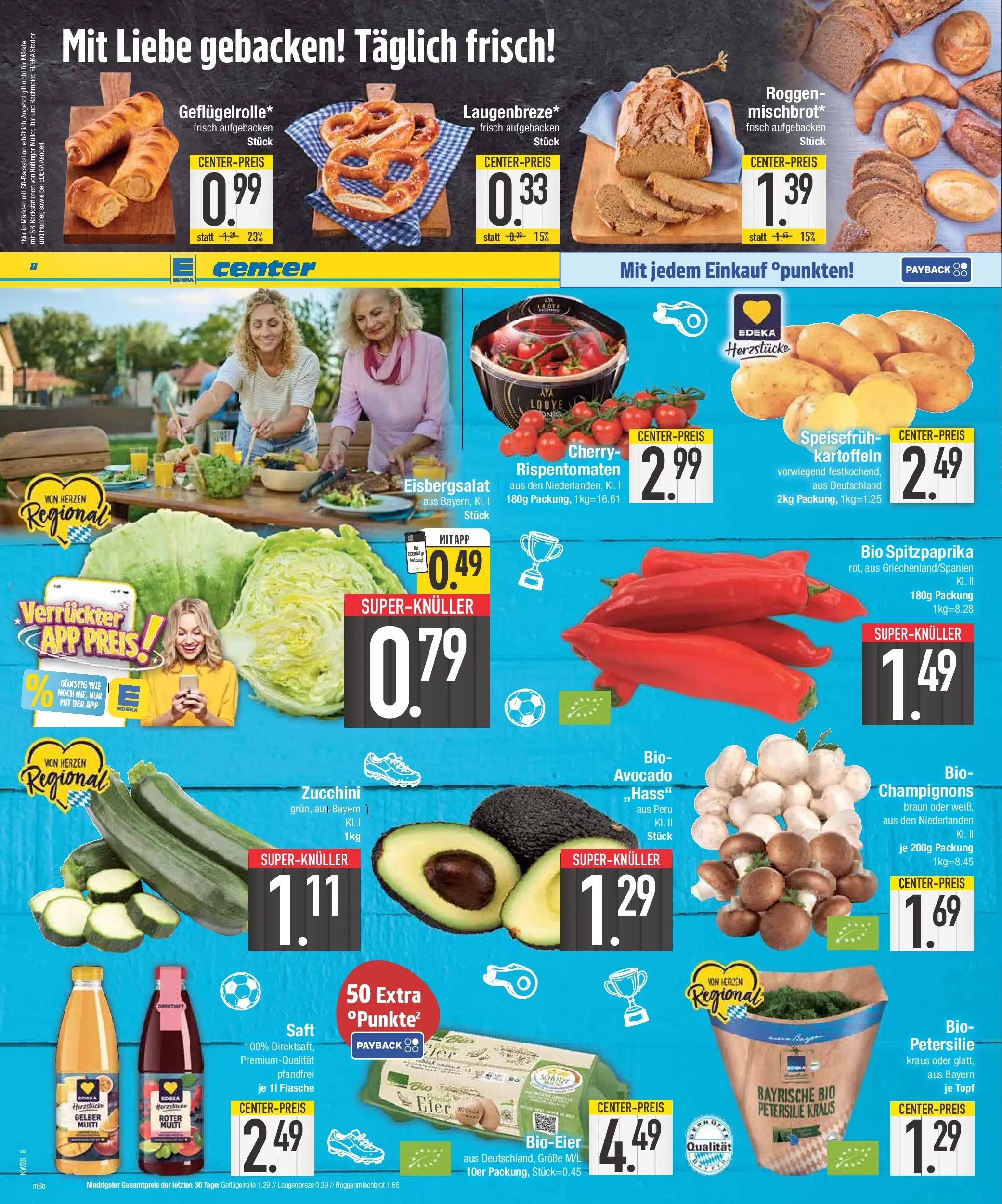 E center Prospekt München (ab 06.07.2026) zum Blättern | Seite: 8 | Produkte: Eisbergsalat, Champignons, Kartoffeln, Petersilie