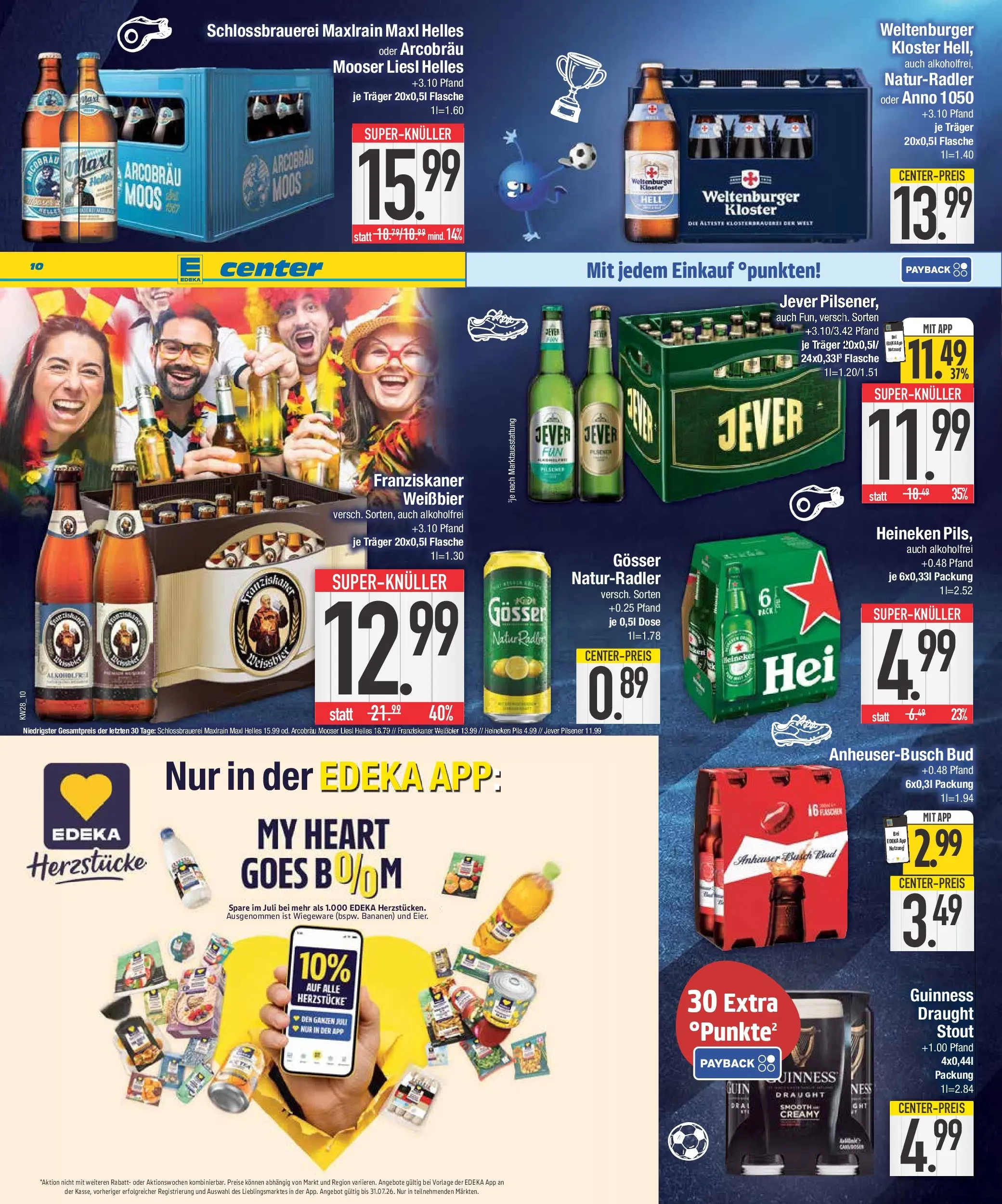 E center Prospekt München (ab 06.07.2026) zum Blättern | Seite: 10 | Produkte: Weißbier, Bad, Pils, Jever