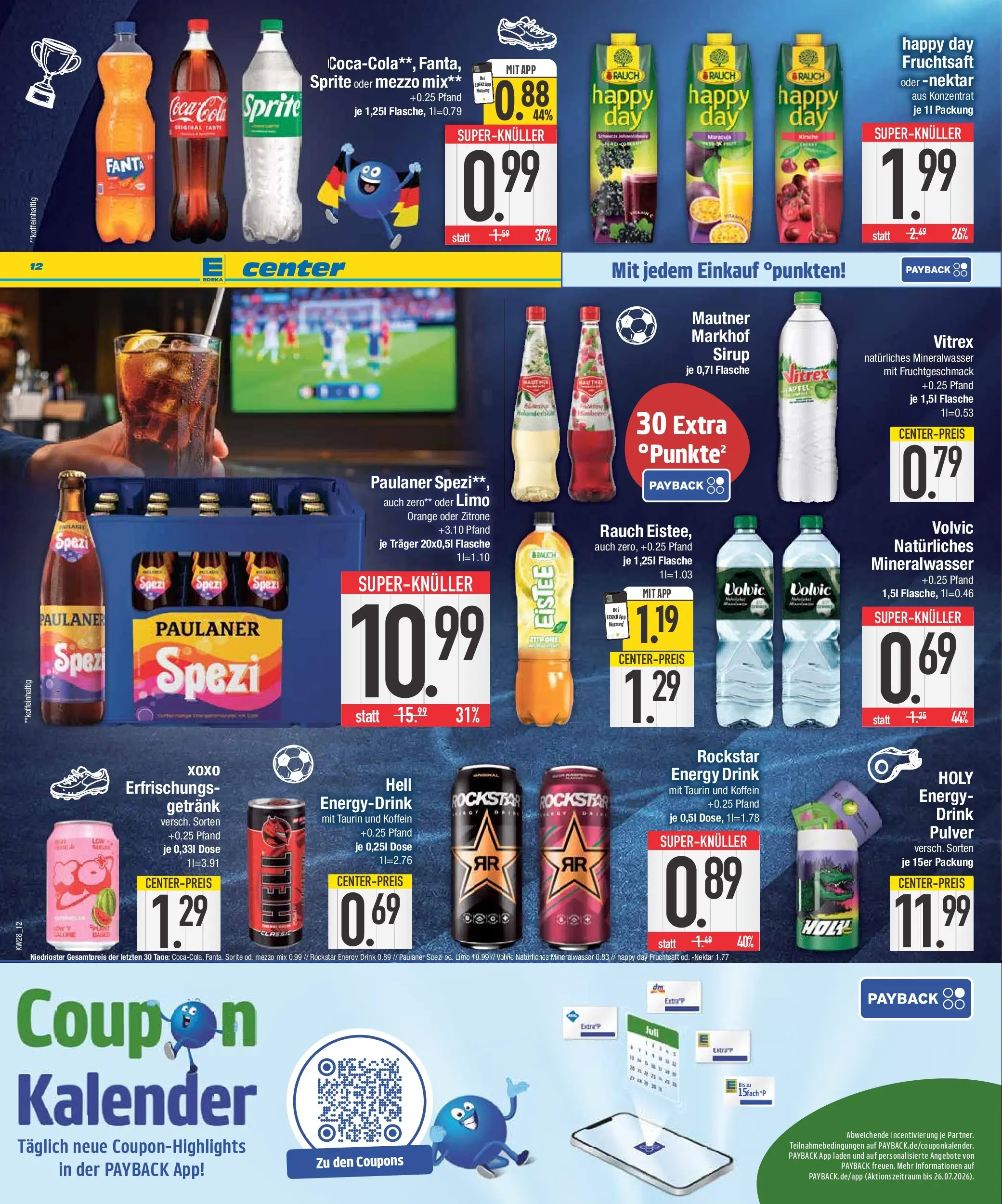E center Prospekt München (ab 06.07.2026) zum Blättern | Seite: 12 | Produkte: Rockstar energy, Mezzo mix, Sirup, Oder mezzo mix