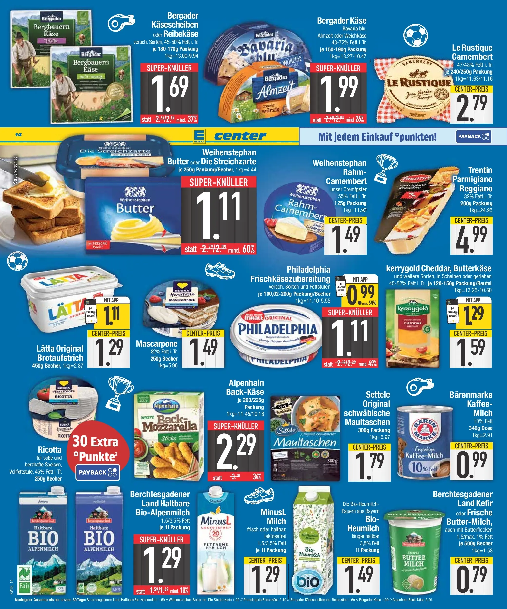 E center Prospekt München (ab 06.07.2026) zum Blättern | Seite: 14 | Produkte: Kefir, Milch, Käse, Philadelphia