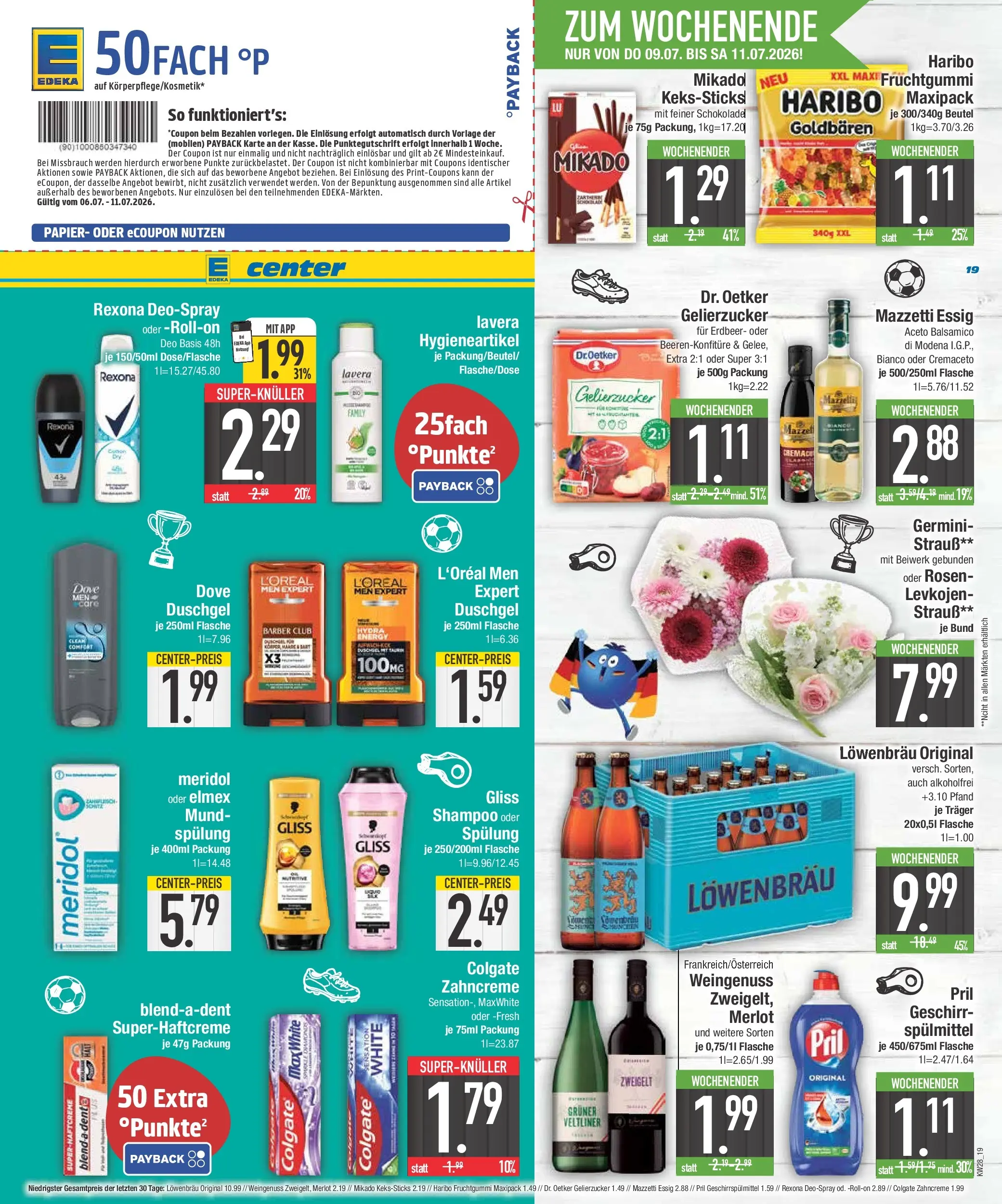 E center Prospekt München (ab 06.07.2026) zum Blättern | Seite: 19 | Produkte: Gelierzucker, Energy, Schokolade, Shampoo