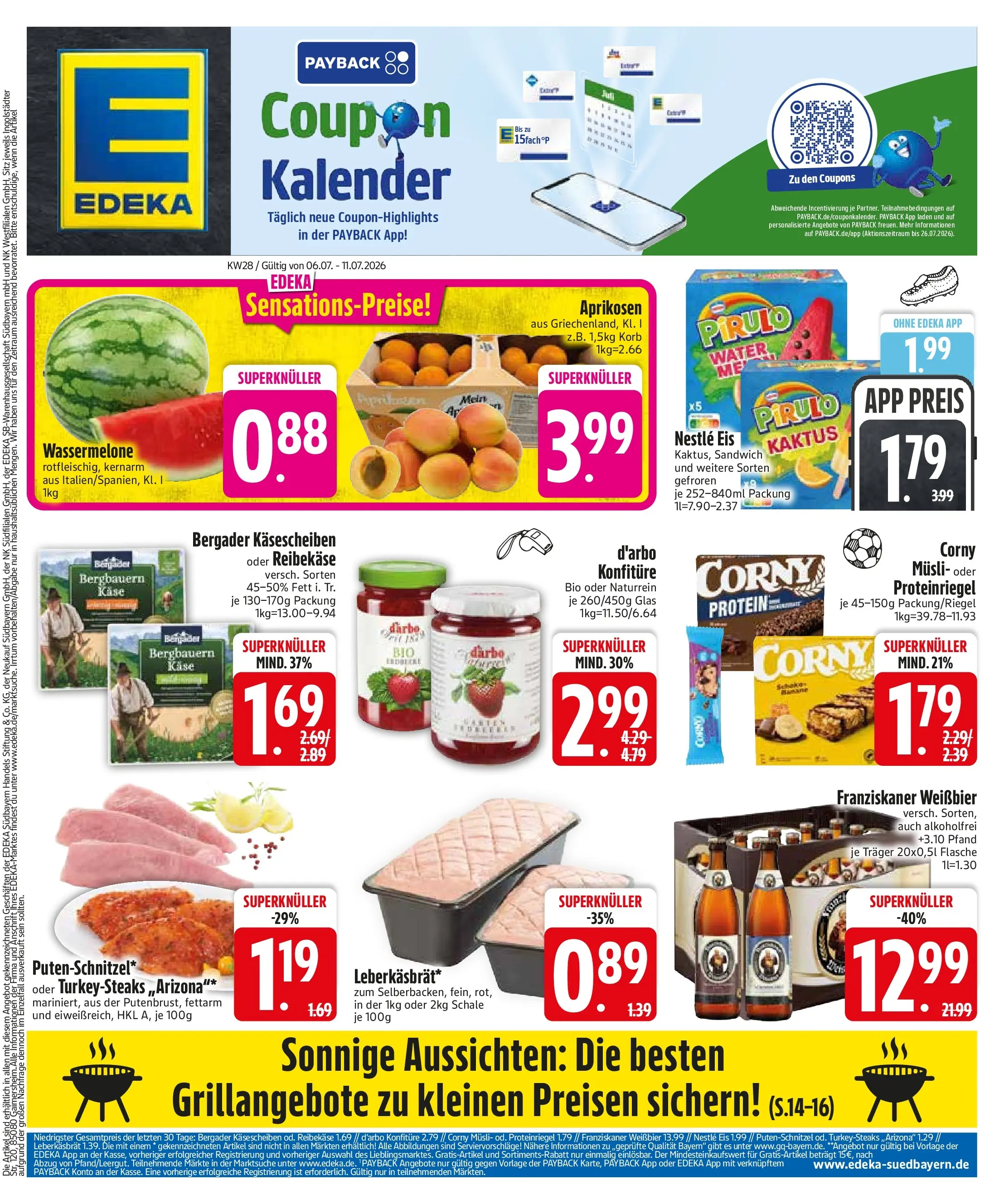 Edeka - EDEKA: Wochenangebote (ab 05.07.2026) » Angebote Online | Seite: 3 | Produkte: Käse, Bier, Wassermelone, Reibekase