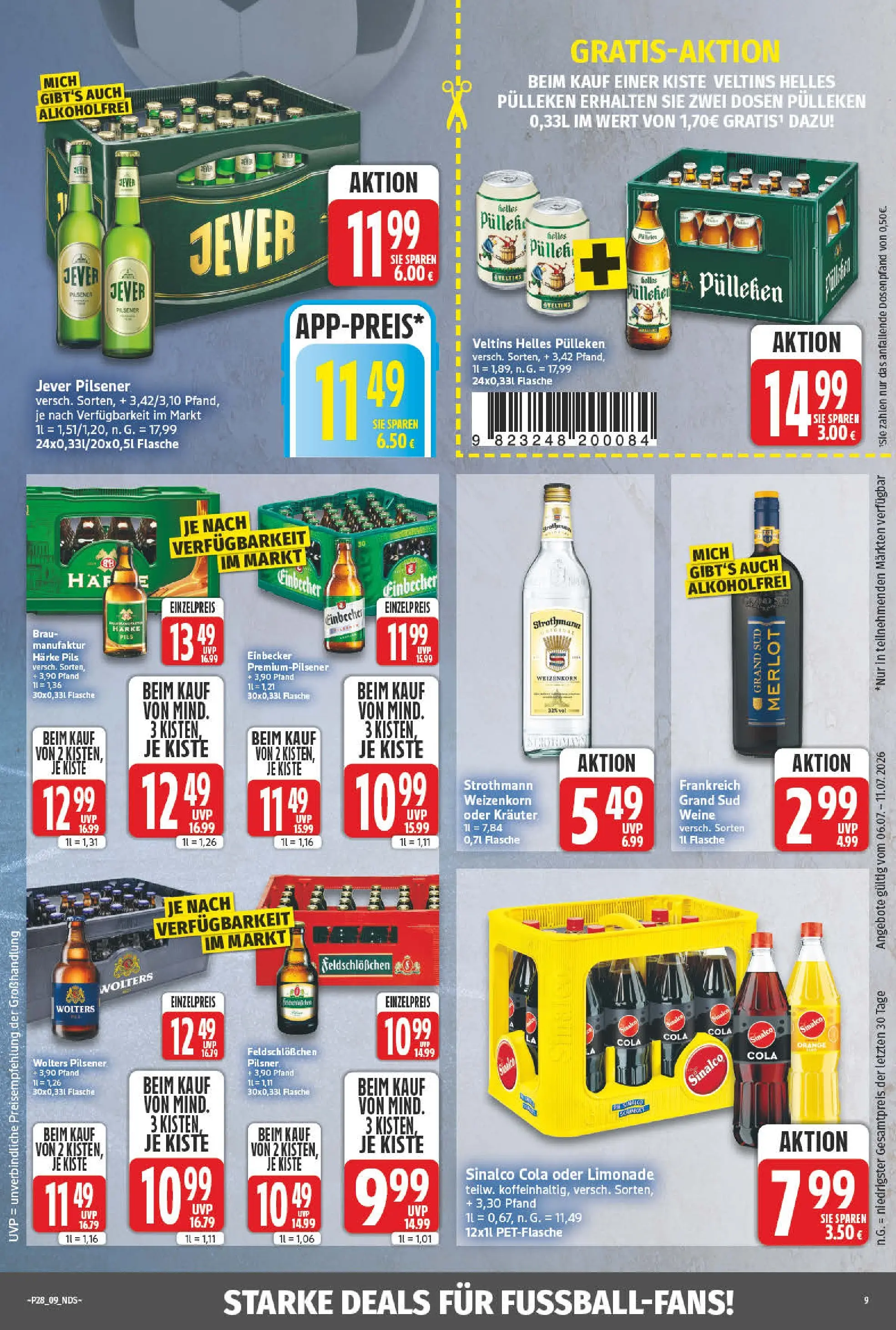 Angebote - Wochenangebote (ab 05.07.2026) zum Blättern | Seite: 9 | Produkte: Cola, Merlot, Limonade, Veltins