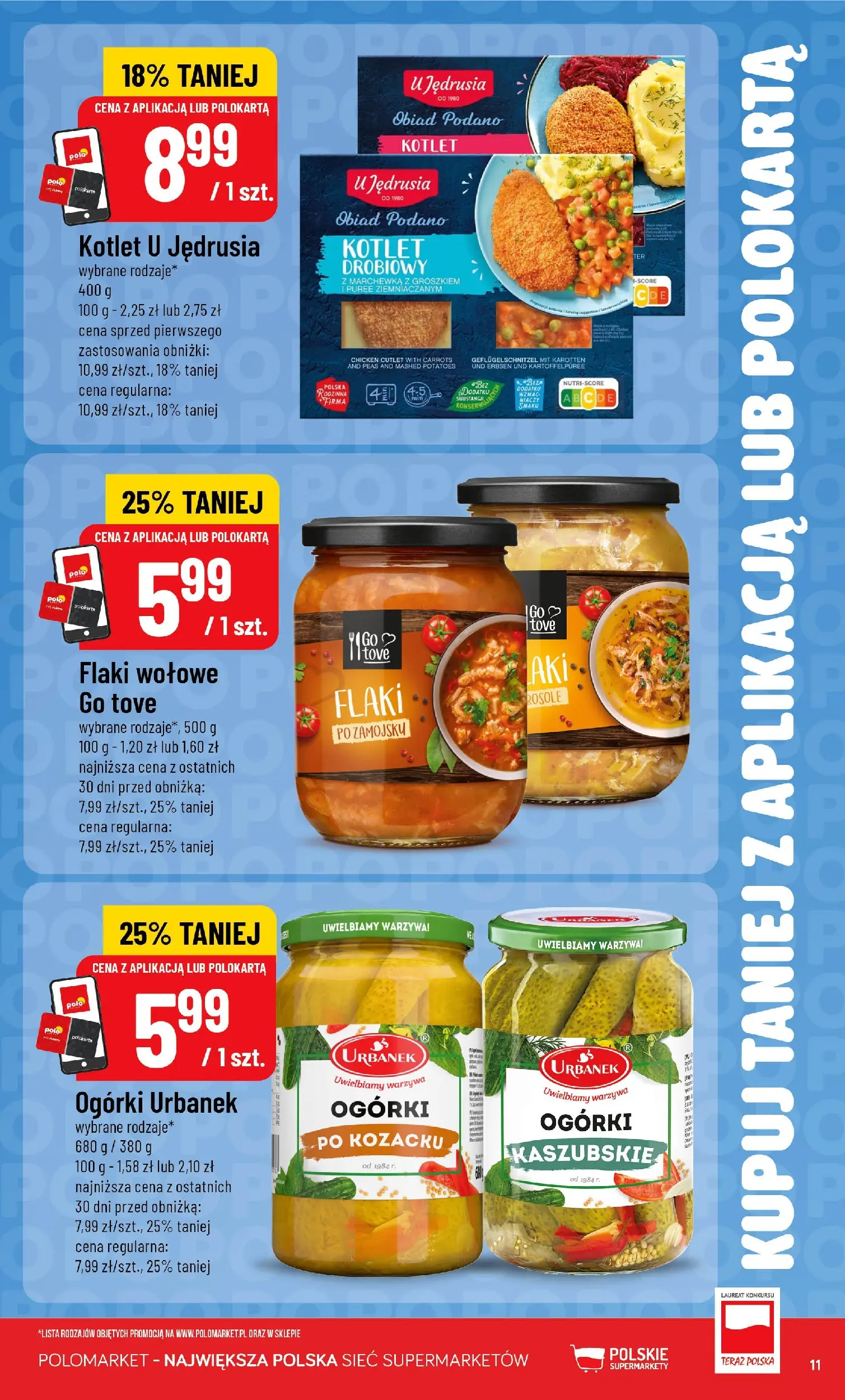 Nowa POLOmarket gazetka od jutra 01.07.2026 | Strona: 11 | Produkty: Flaki wołowe, Marchewka, Warzywa, Marchewka z groszkiem