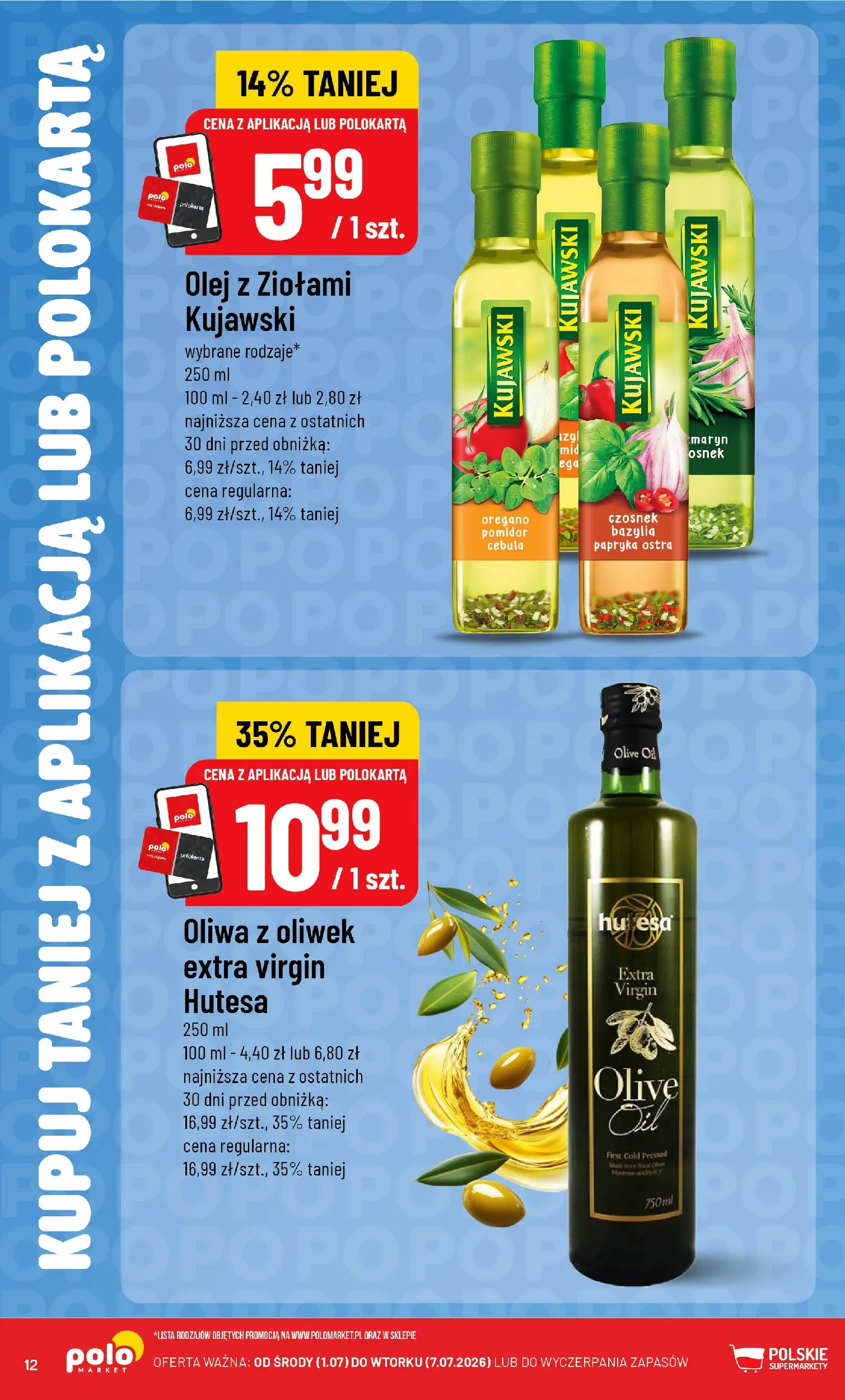 Nowa POLOmarket gazetka od jutra 01.07.2026 | Strona: 12 | Produkty: Oregano, Oliwa z oliwek, Bazylia, Olej