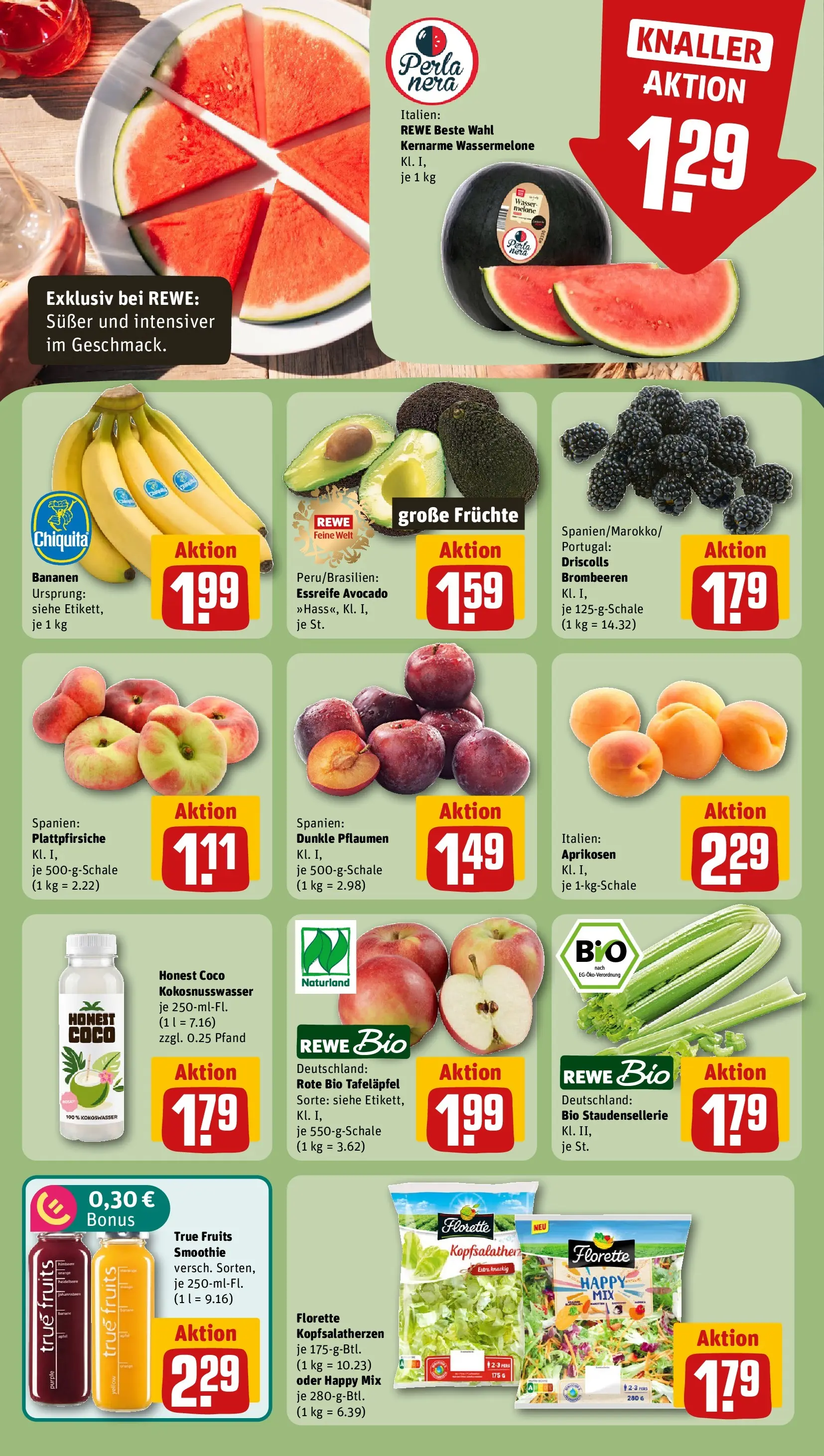 REWE Prospekt ab 05.07.2026 zum Blättern » Angebote | Seite: 6 | Produkte: Pflaumen, Avocado, Wasser, Melone